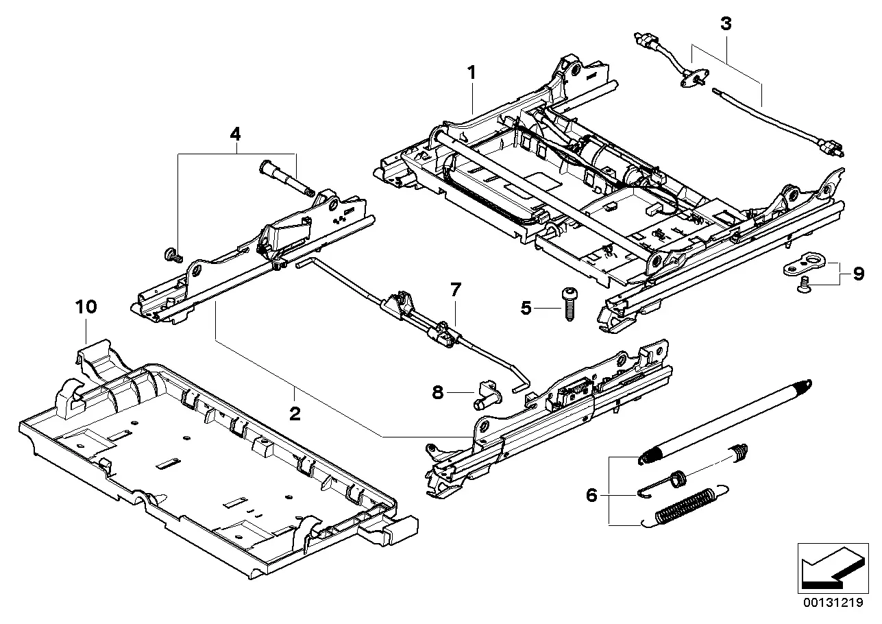 Front seat rail diagram