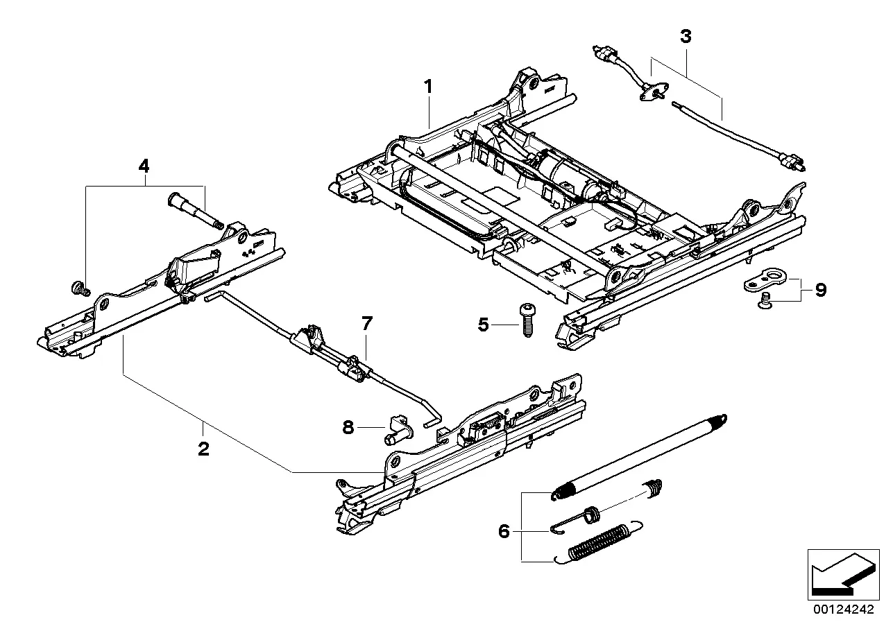 Front seat rail diagram