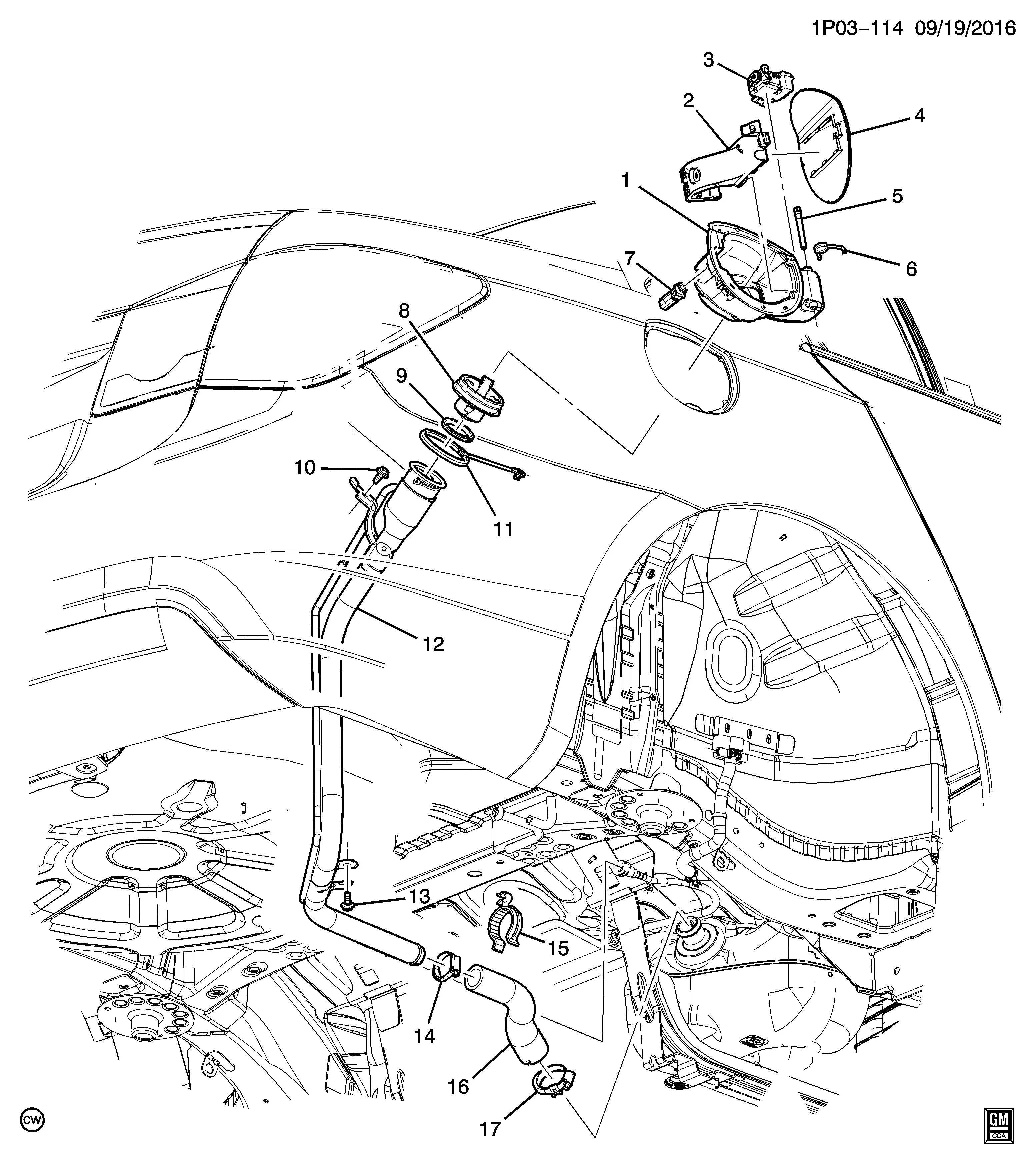 Fuel tank filler pipe diagram