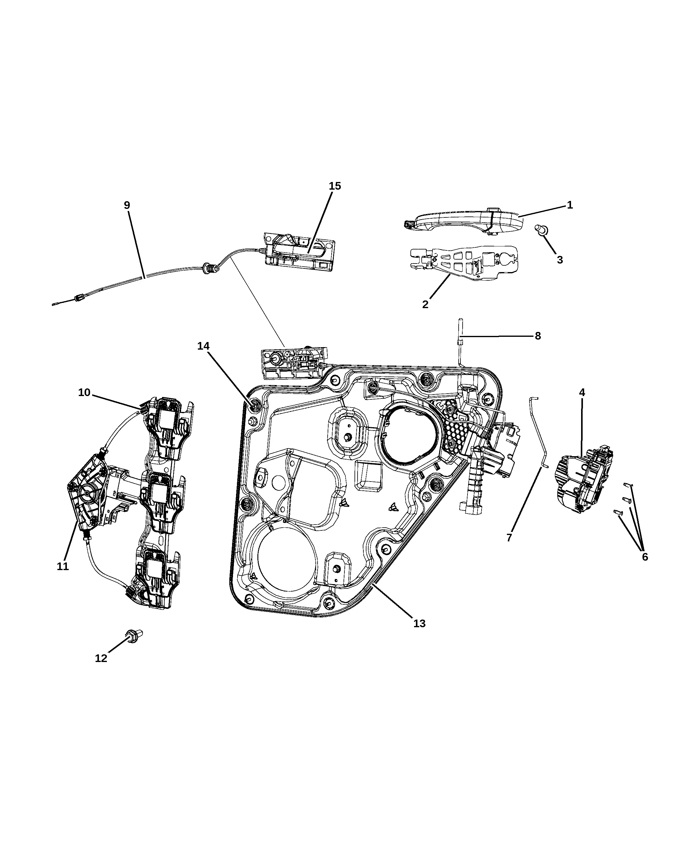 Rear Door Hardware and Components diagram