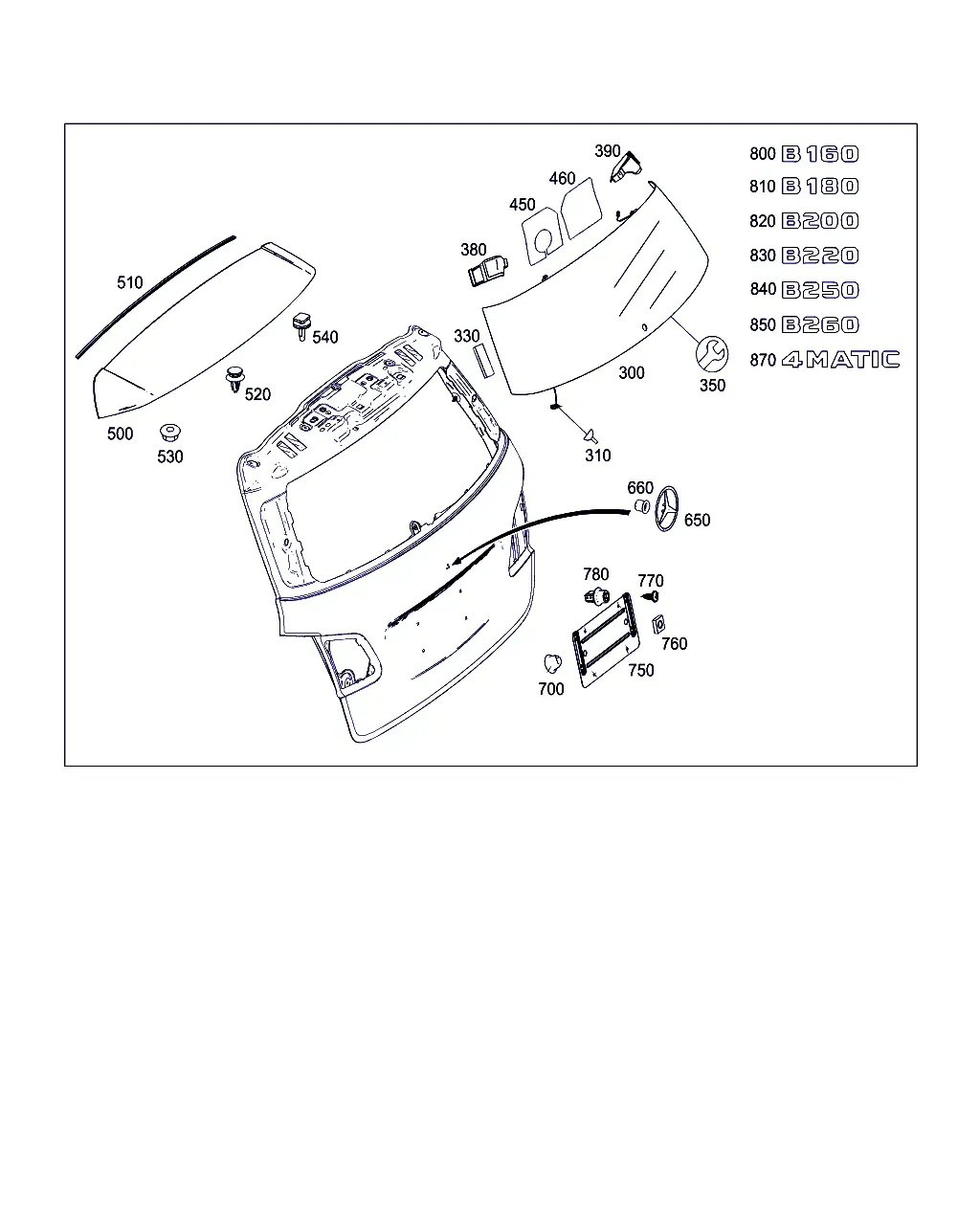 Tailgate Fittings and Window diagram