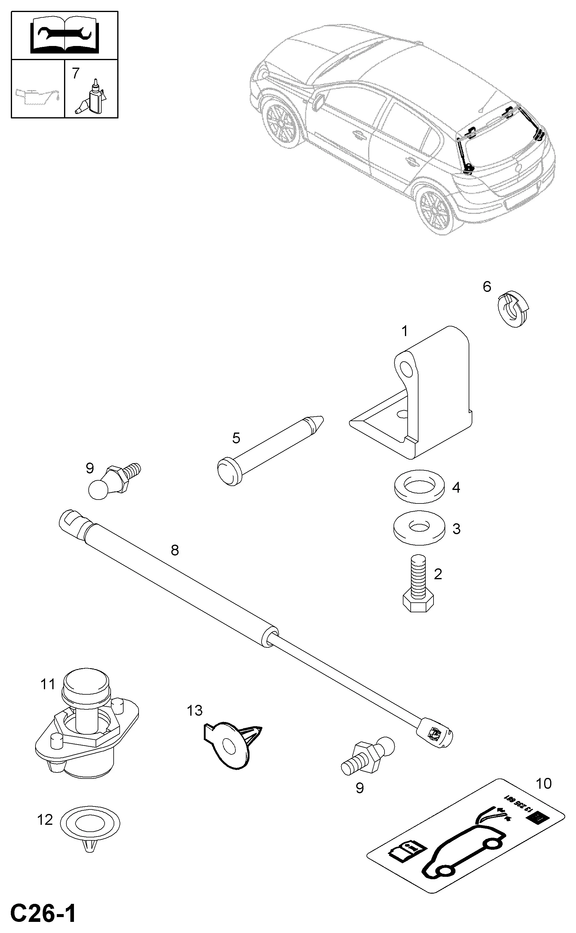 Tailgate Gas Strut diagram