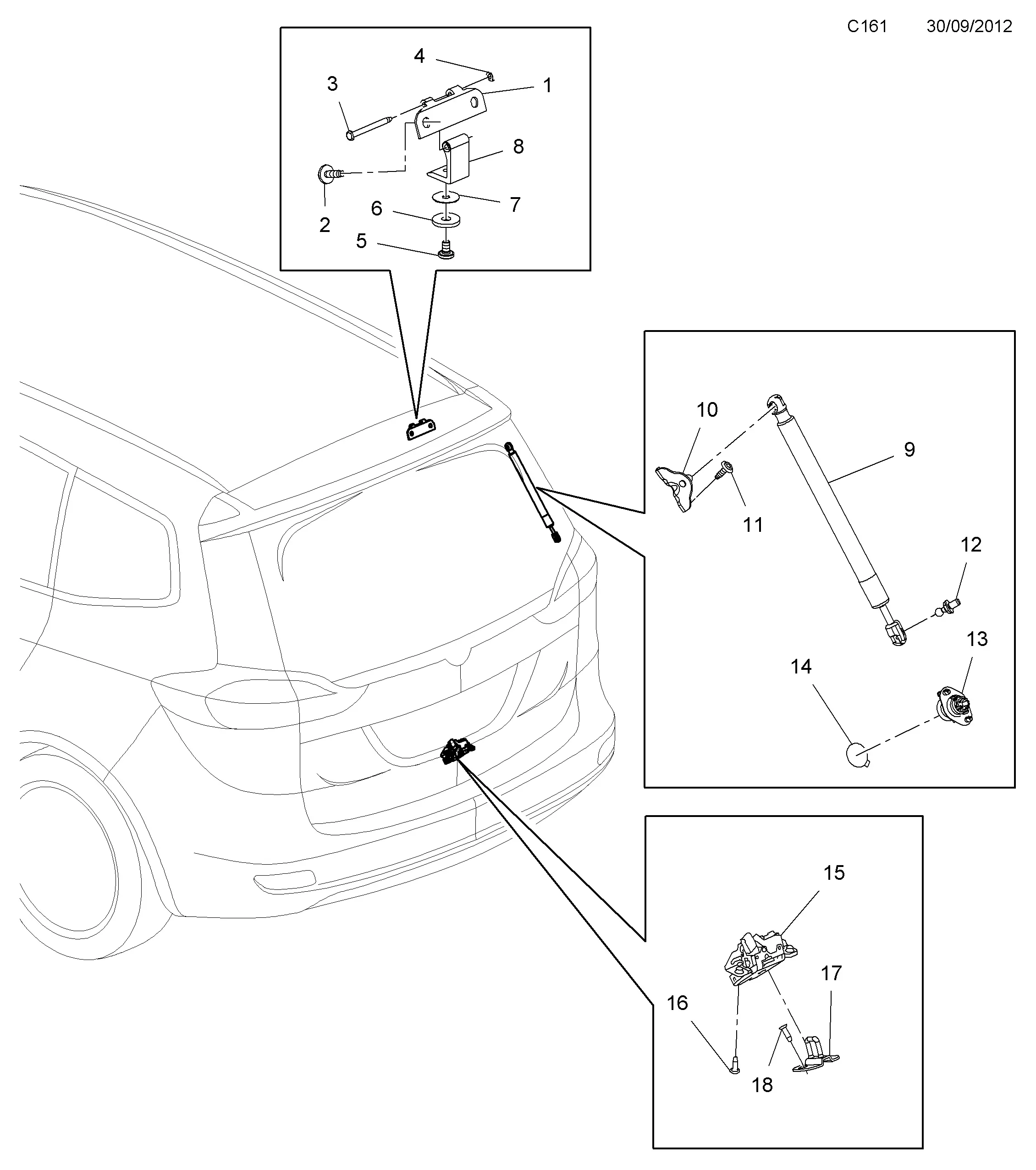 Tailgate Gas Strut diagram