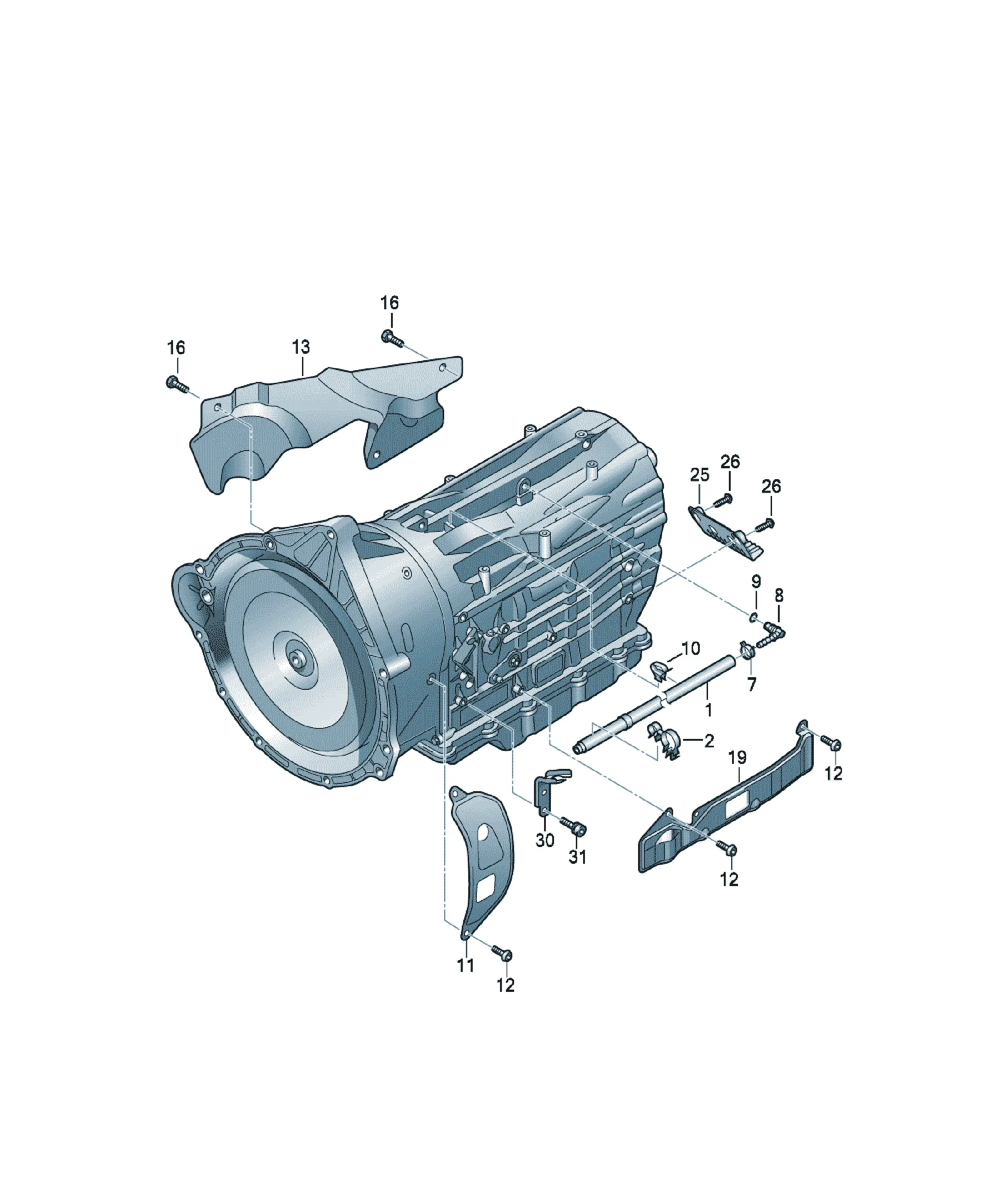Gearbox mounting hardware diagram