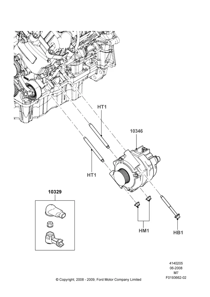 Alternator and Mountings diagram