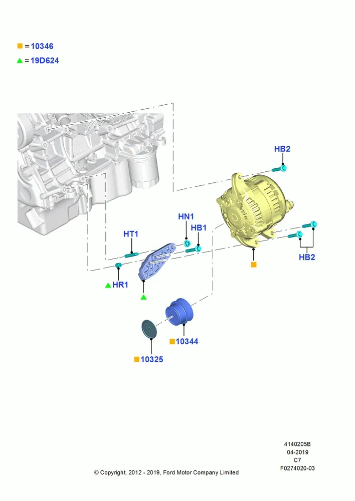 Alternator and Mounting Bracket diagram