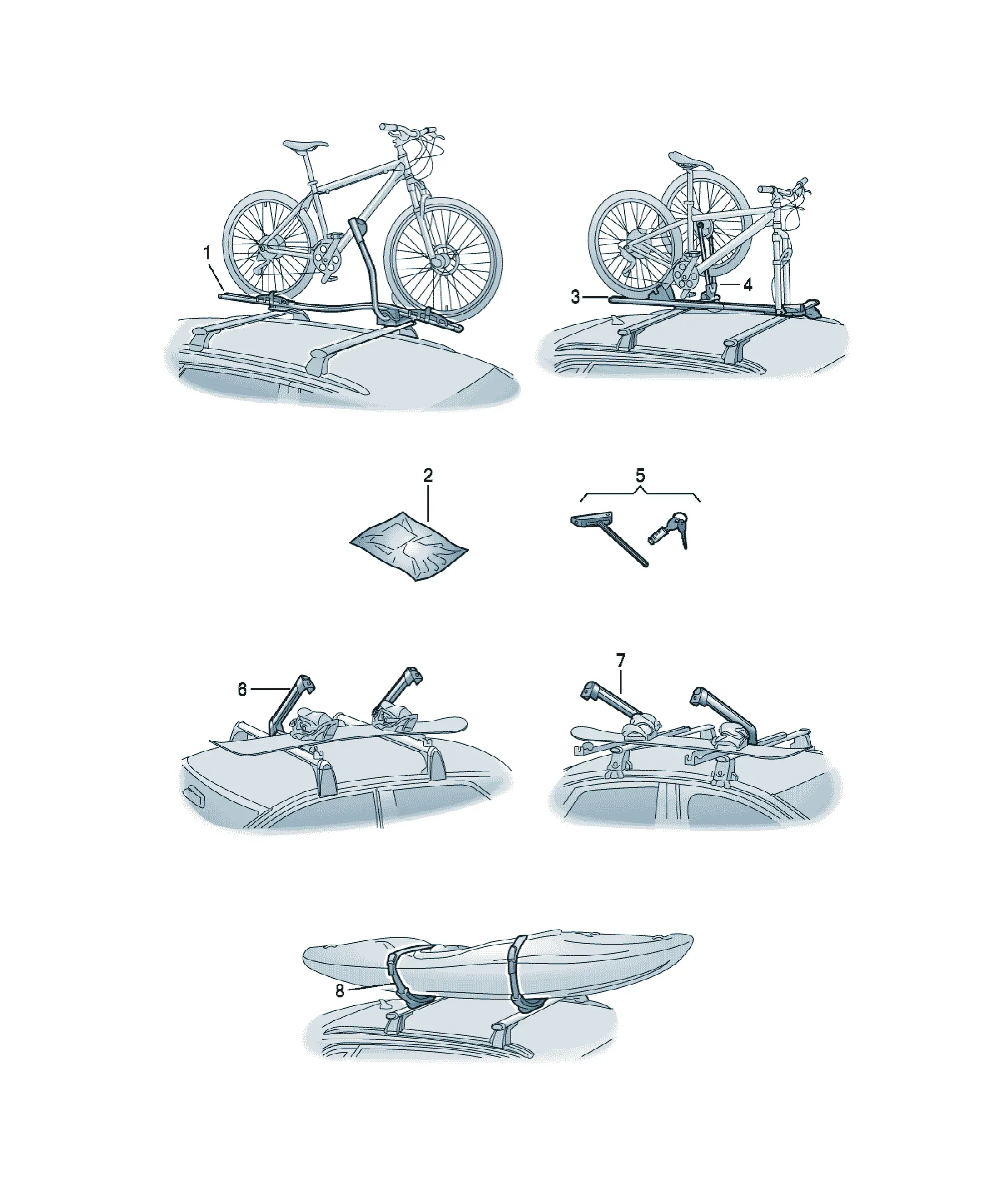 Roof rack accessories diagram