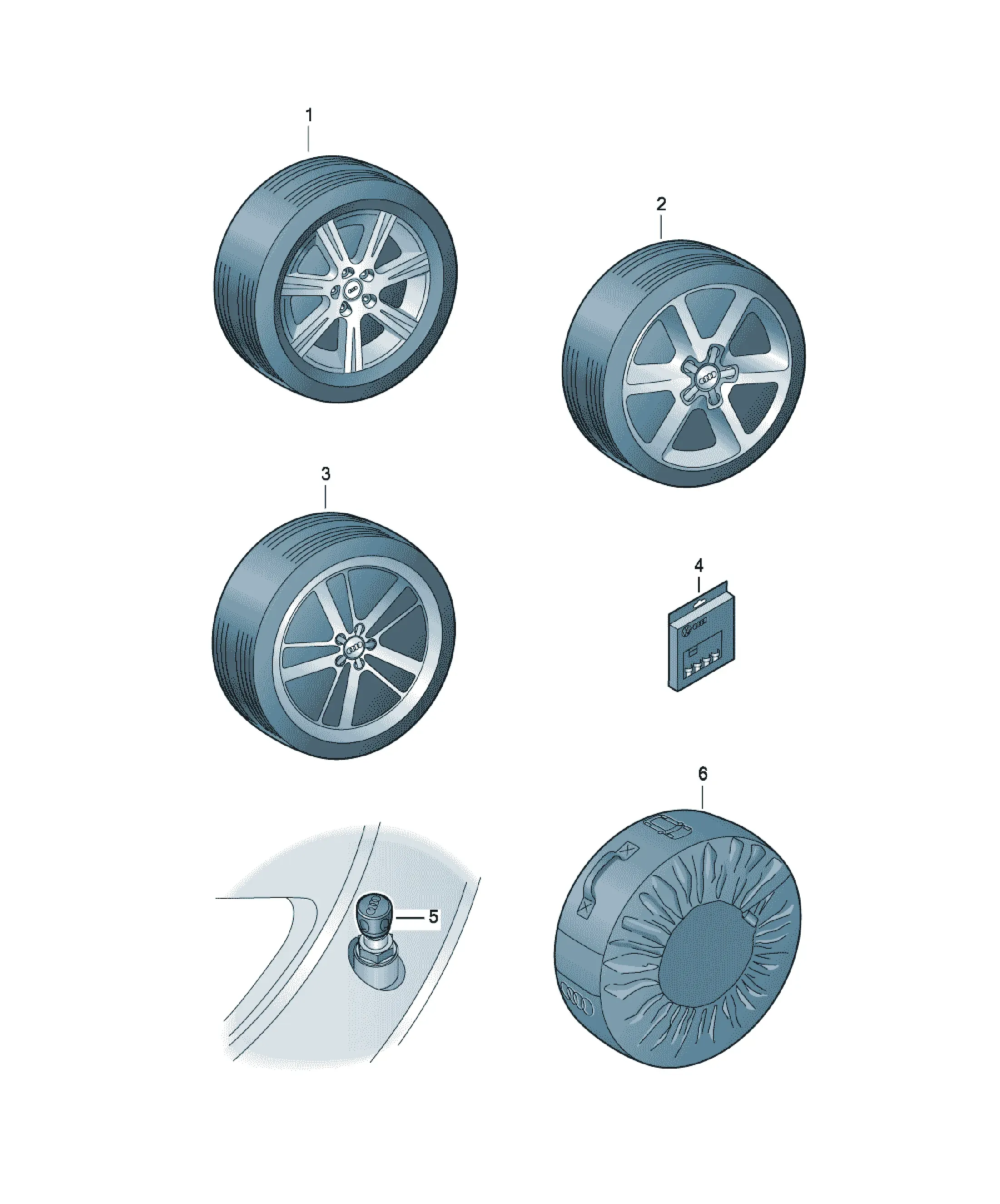 Wheel rims and accessories diagram