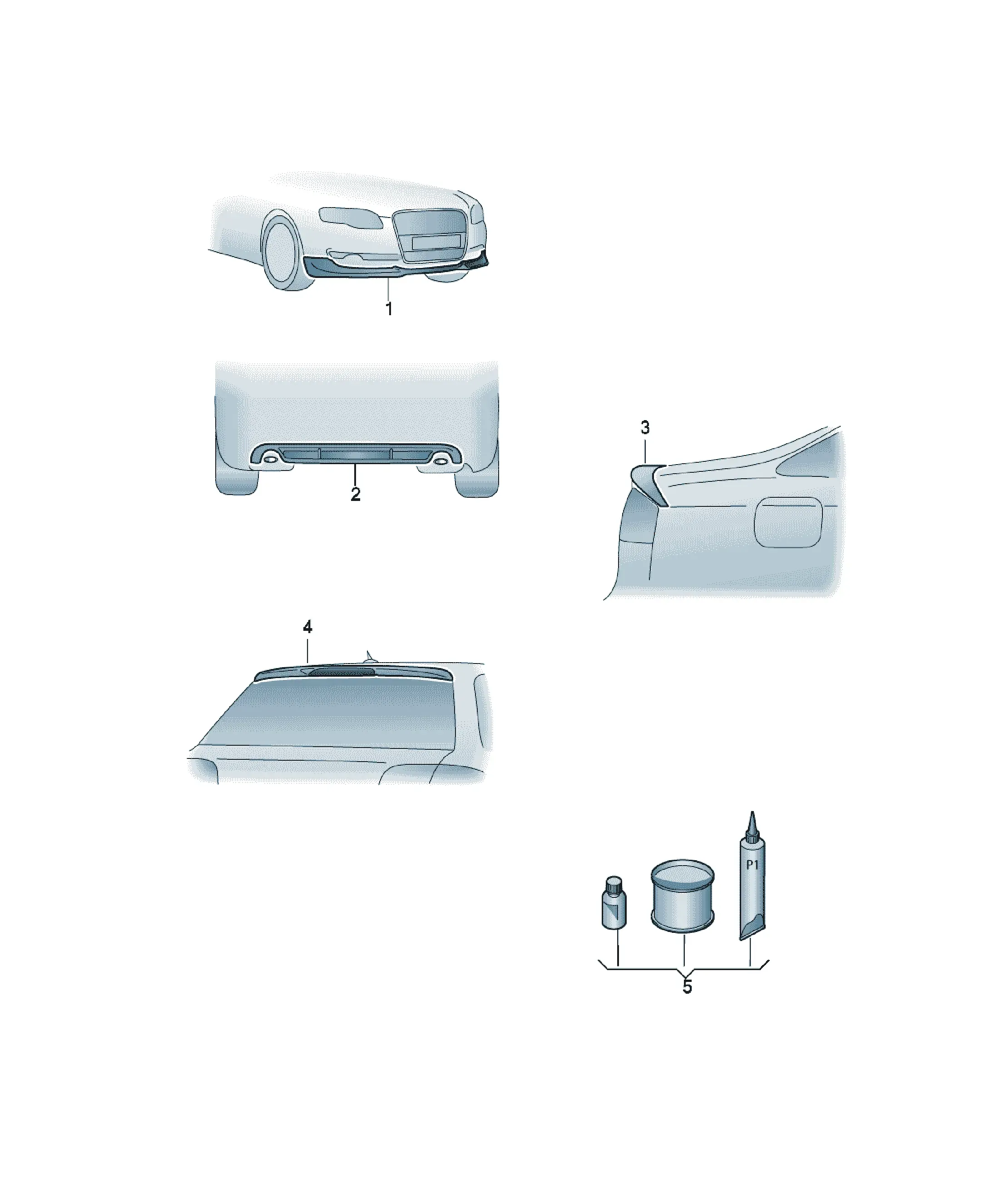 Aerodynamic body kit diagram