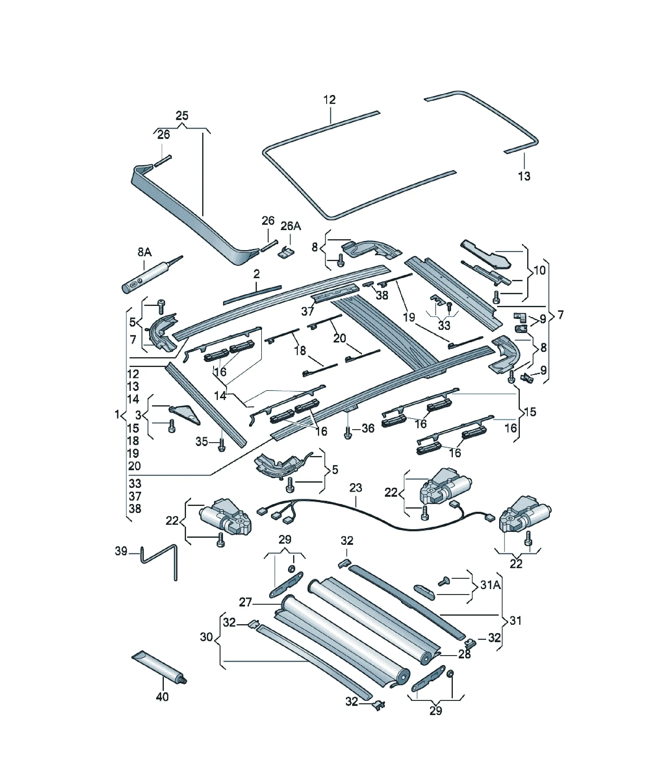 Sliding sunroof diagram