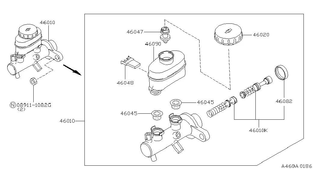Master brake cylinder diagram