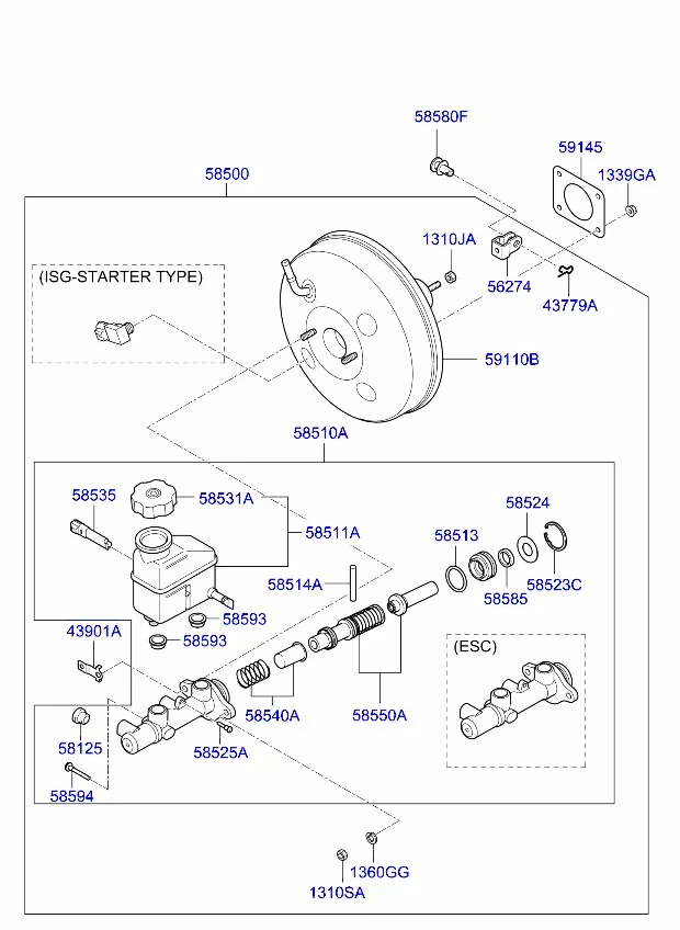 Главный тормозной цилиндр diagram