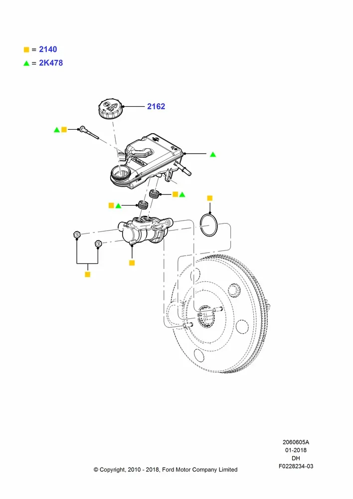 Master brake cylinder with reservoir diagram