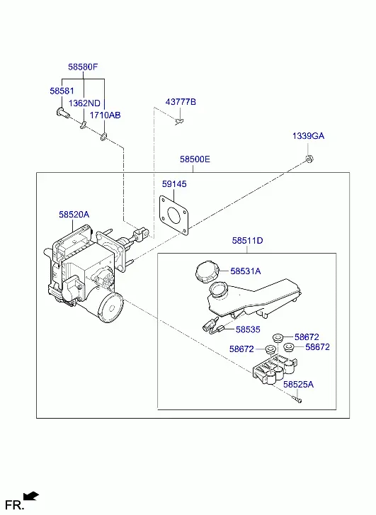 Brake Master Cylinder and Electric Booster diagram