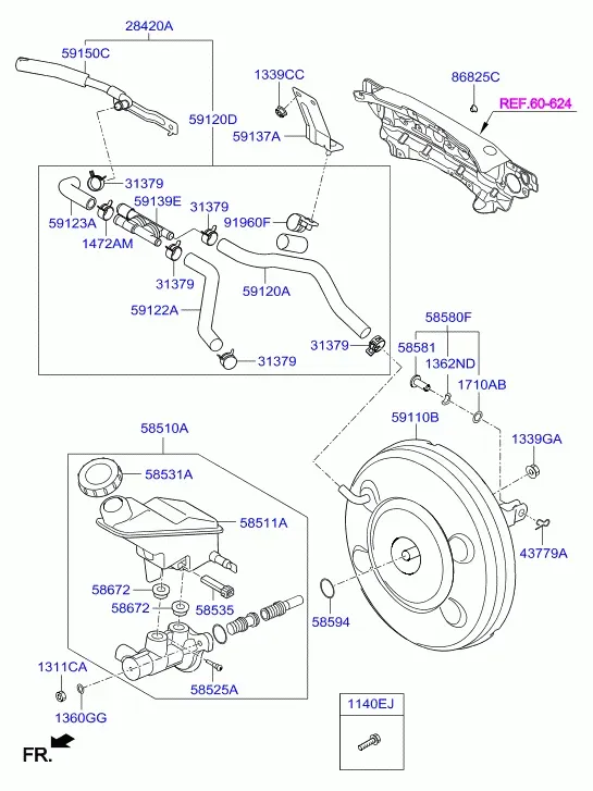 Brake Master Cylinder and Booster diagram