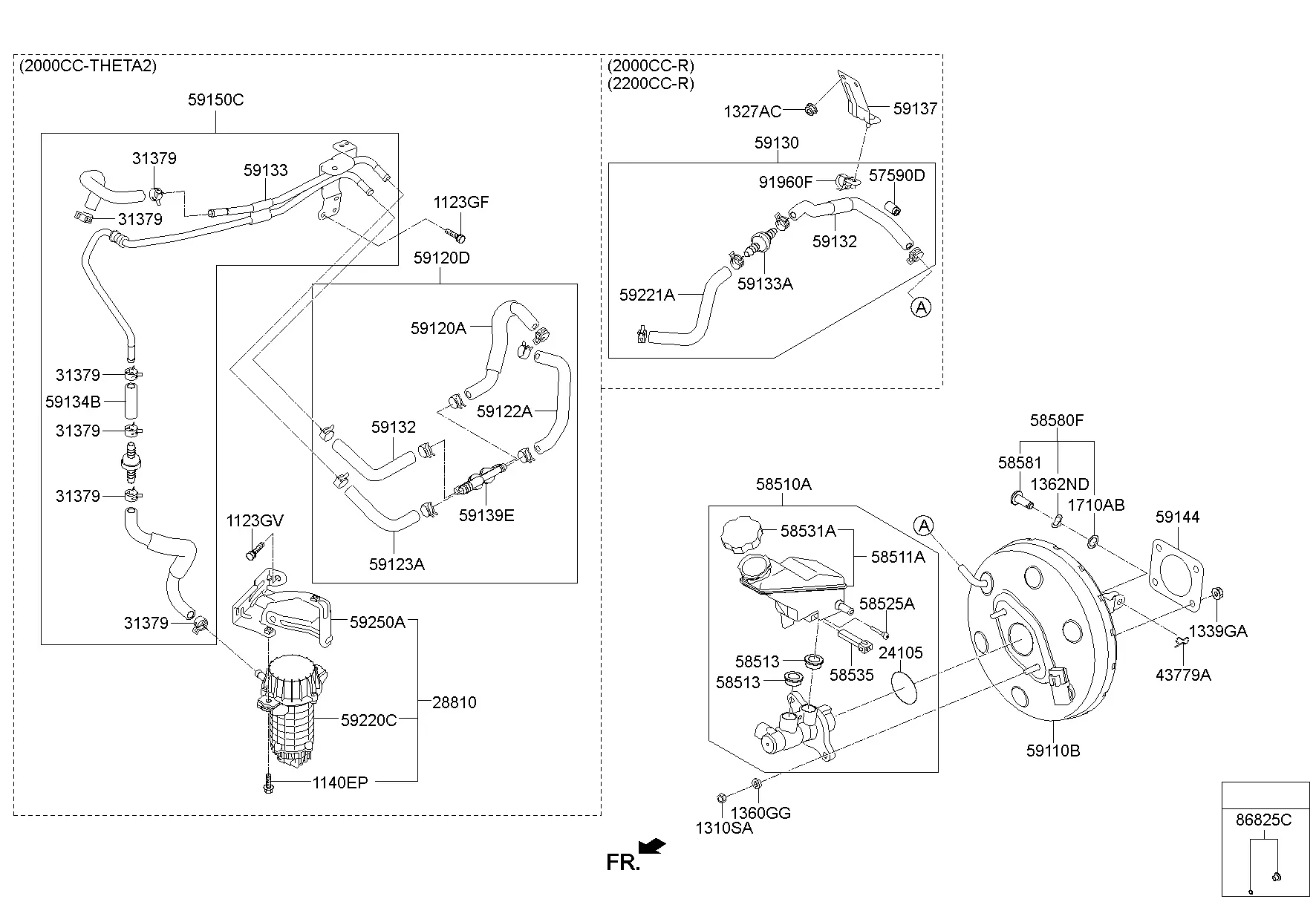 Brake Master Cylinder and Booster diagram