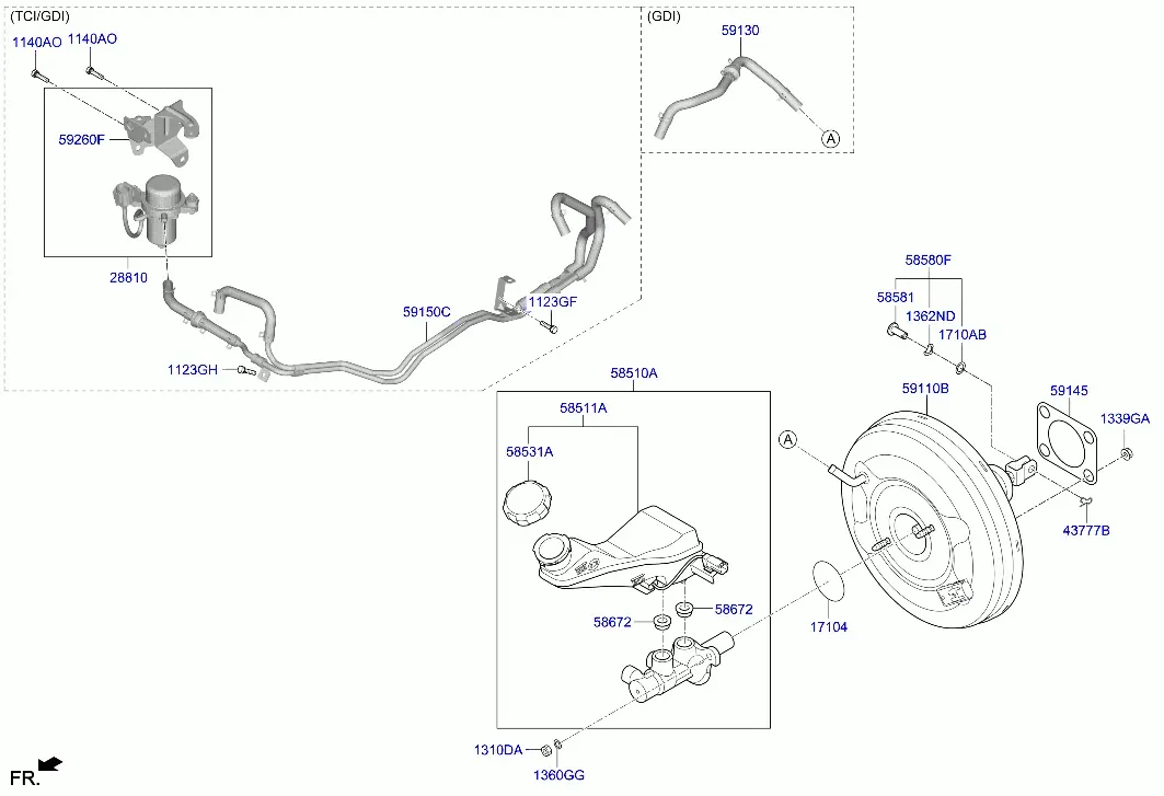 Brake Master Cylinder and Booster diagram