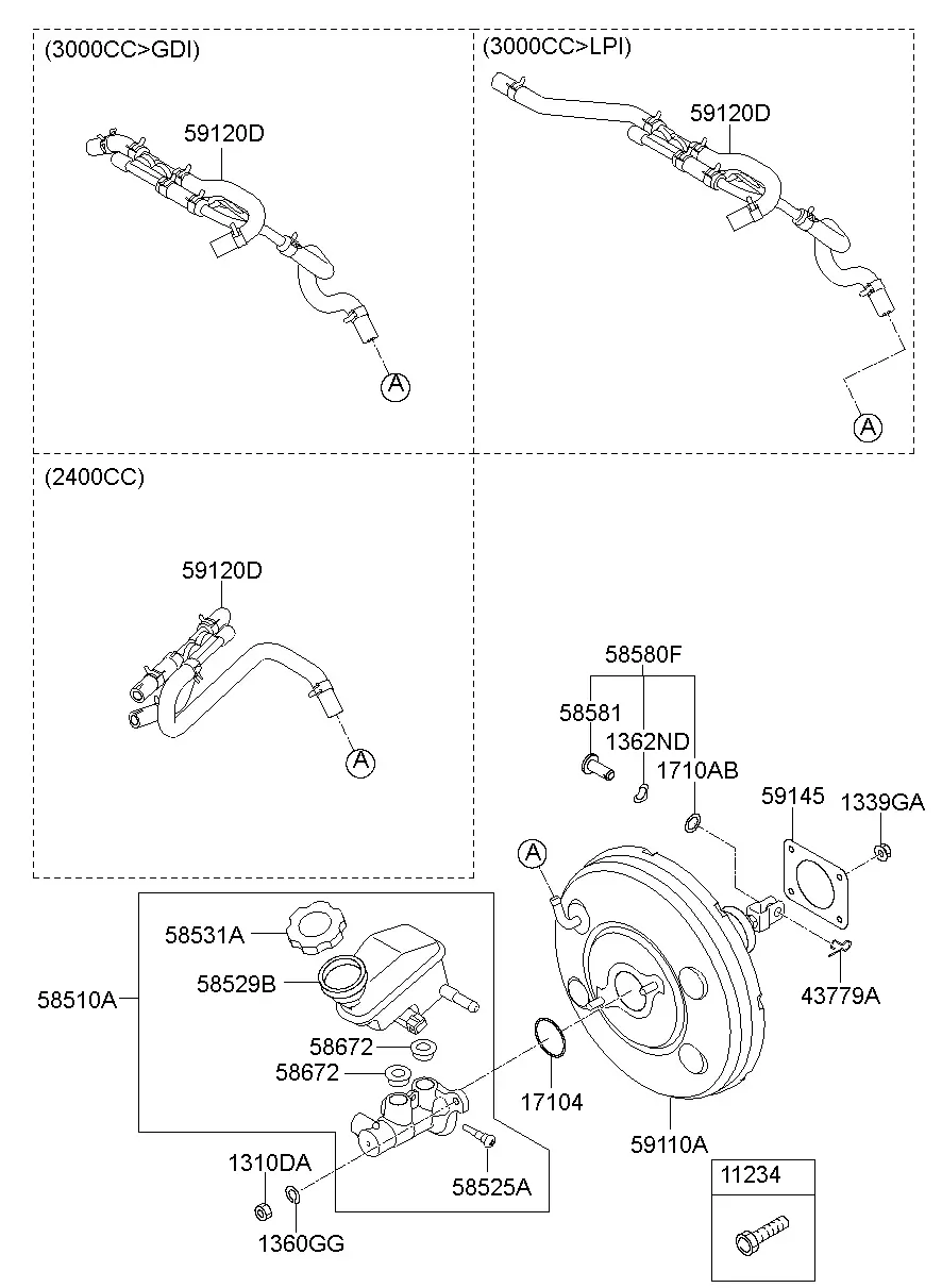 Brake Master Cylinder and Booster diagram