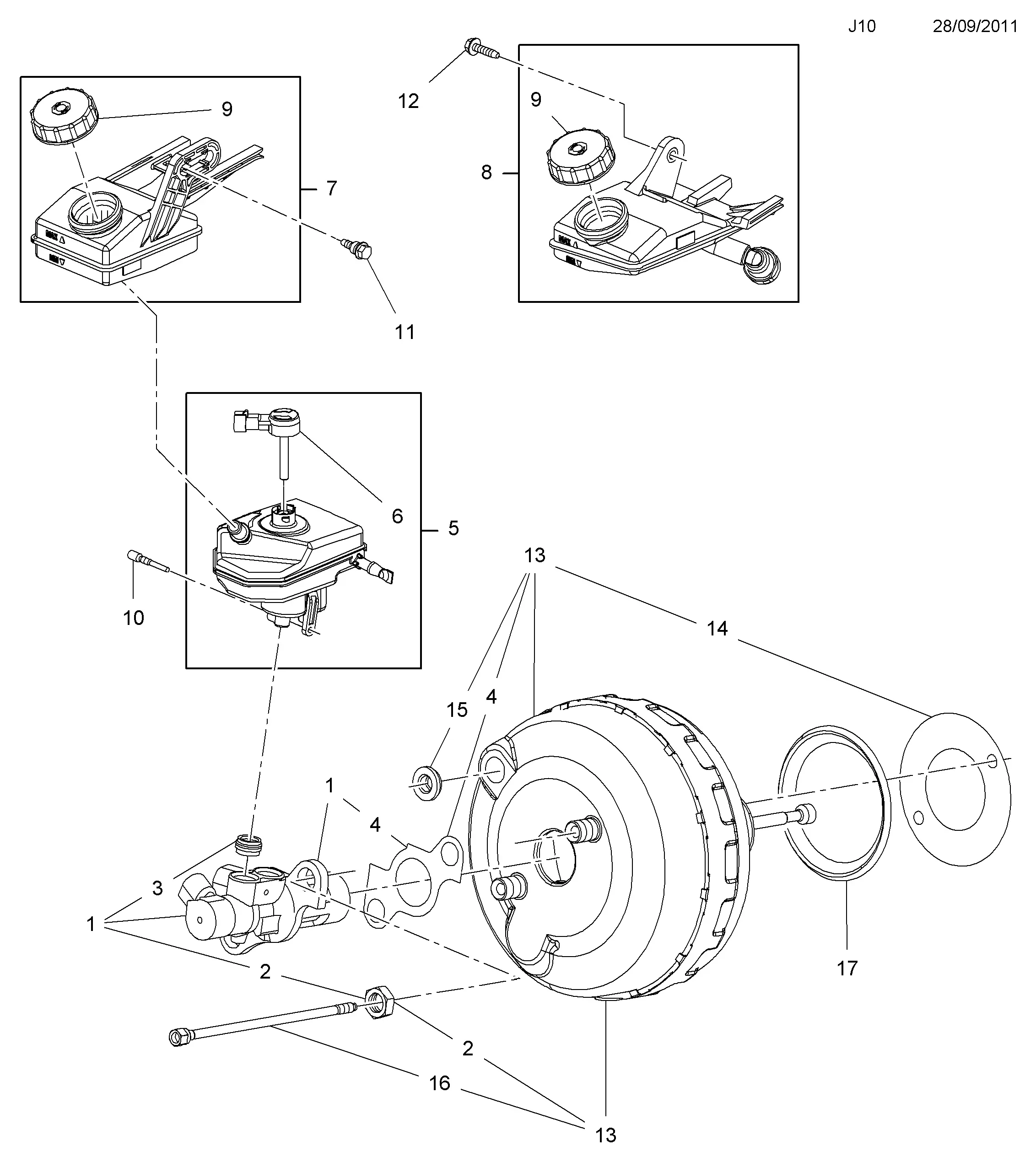 Brake Master Cylinder and Booster diagram