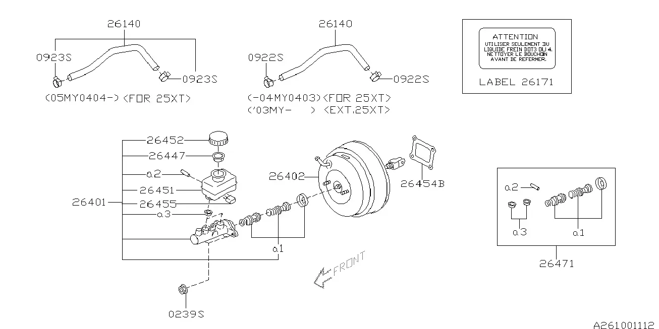 Brake Master Cylinder and Booster diagram