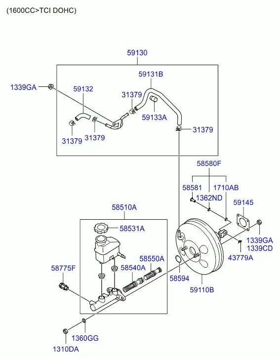 Brake Master Cylinder and Booster diagram
