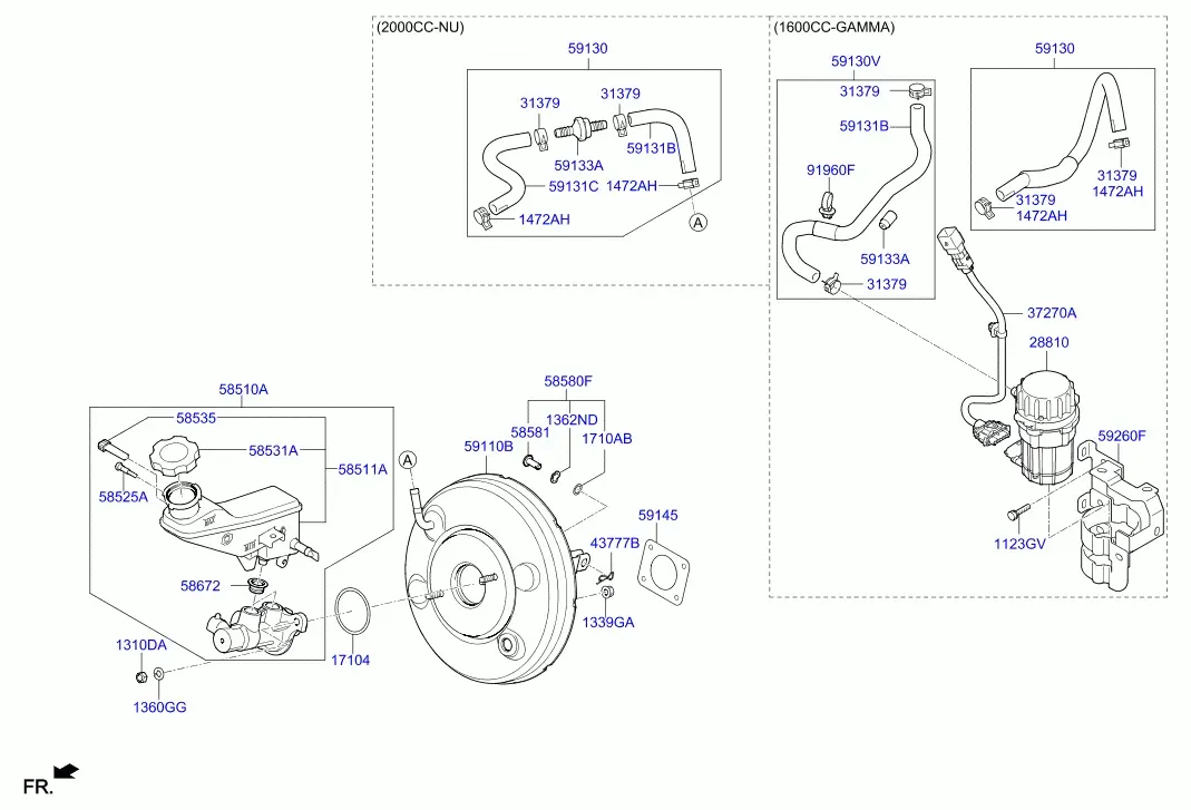 Brake Master Cylinder and Booster diagram