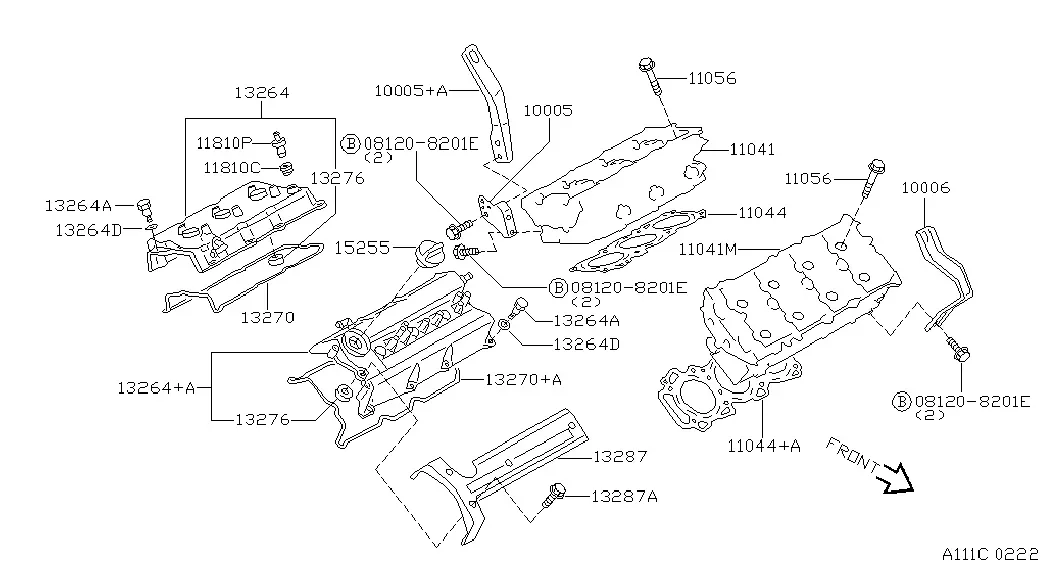 Cylinder head and valve cover diagram