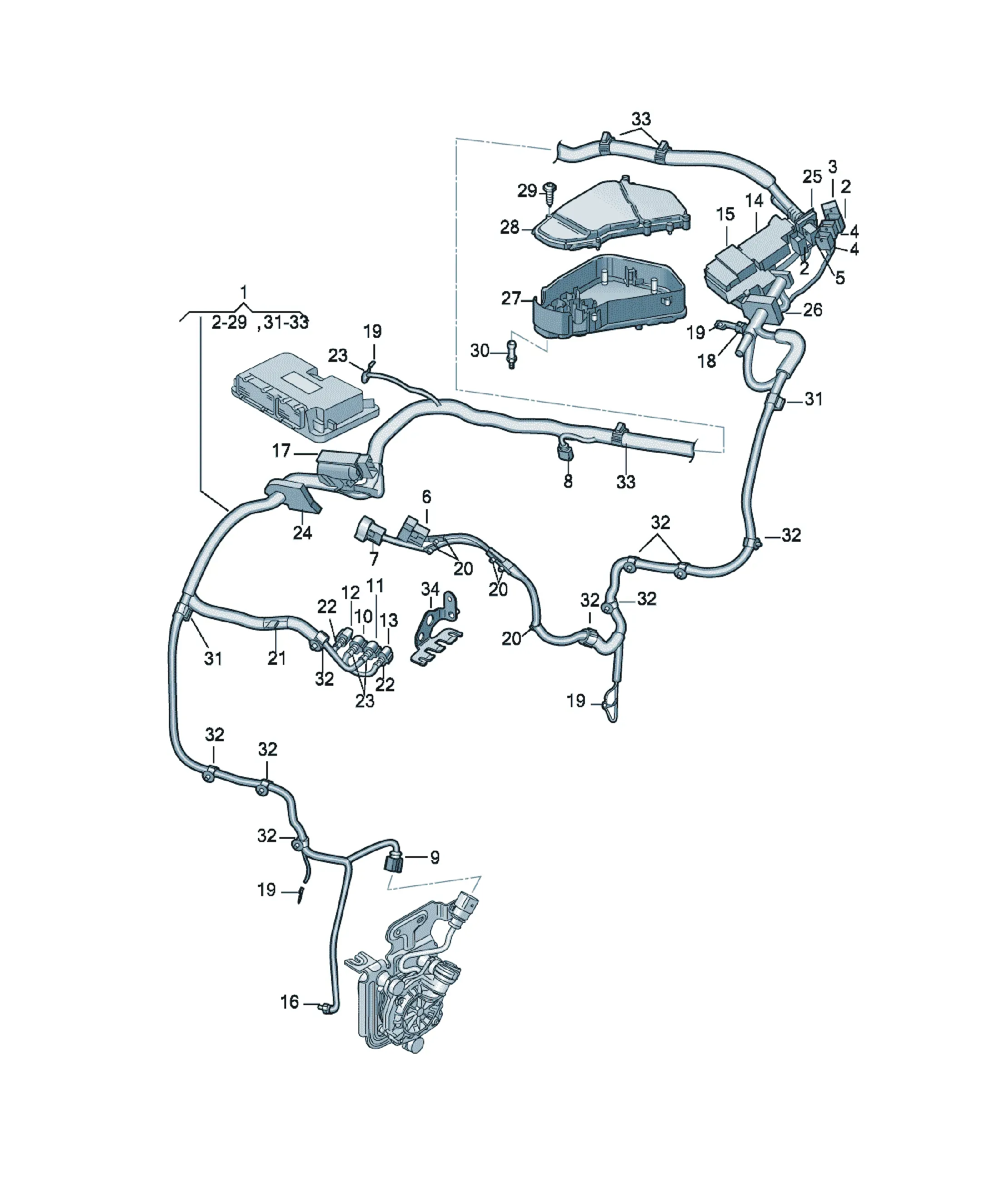 Engine compartment wiring harness diagram