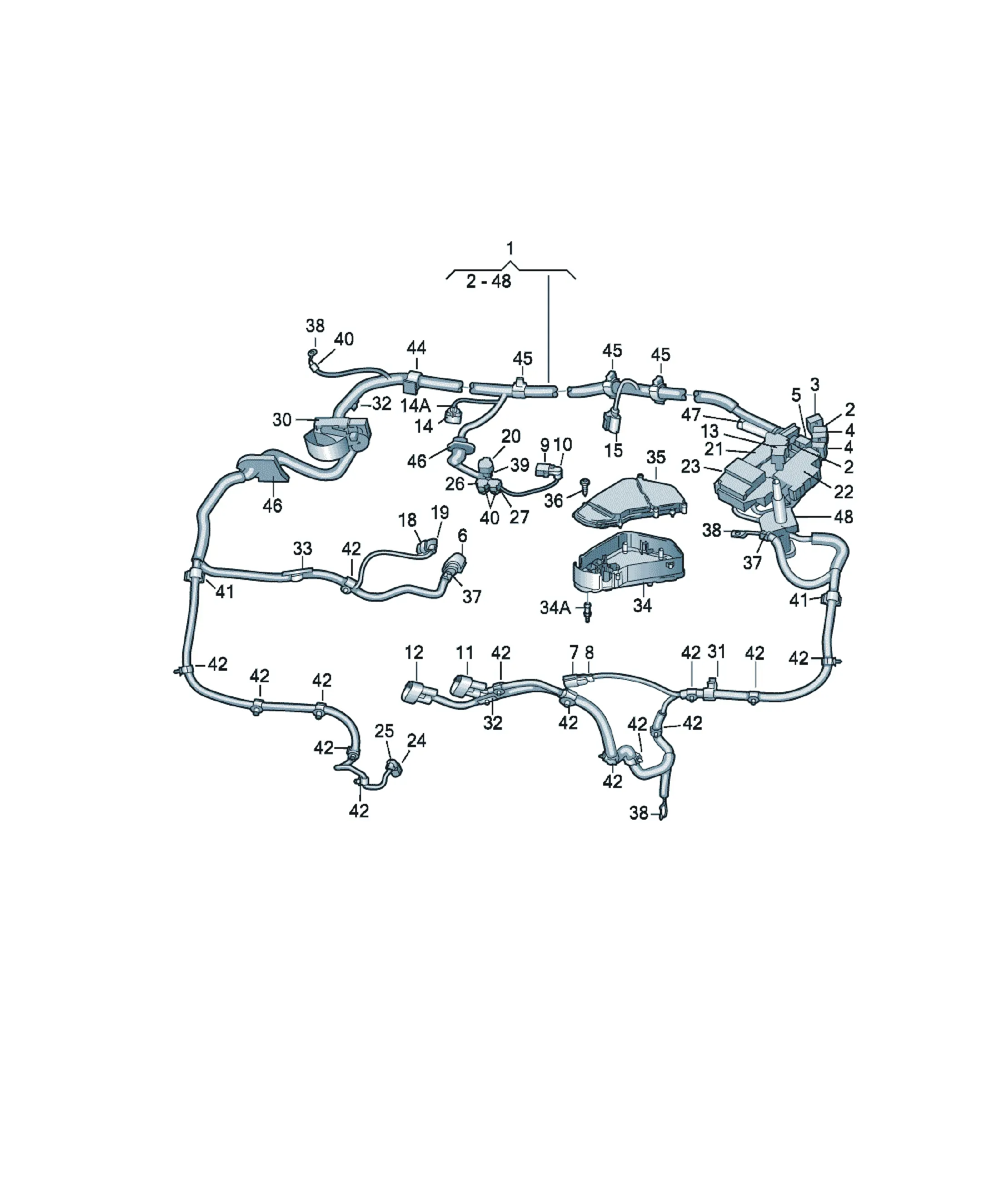 Engine compartment wiring harness diagram
