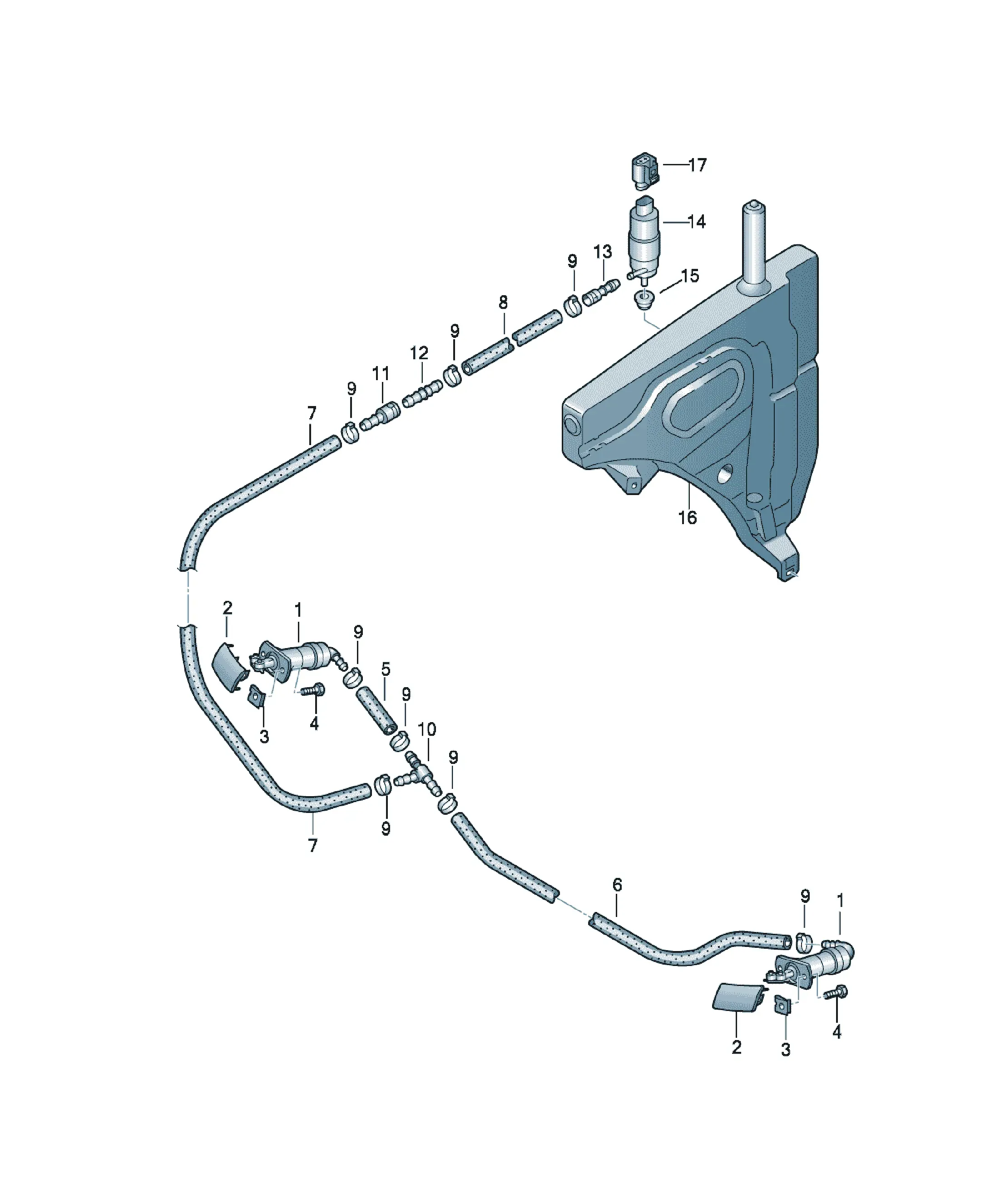 Headlight washer system diagram