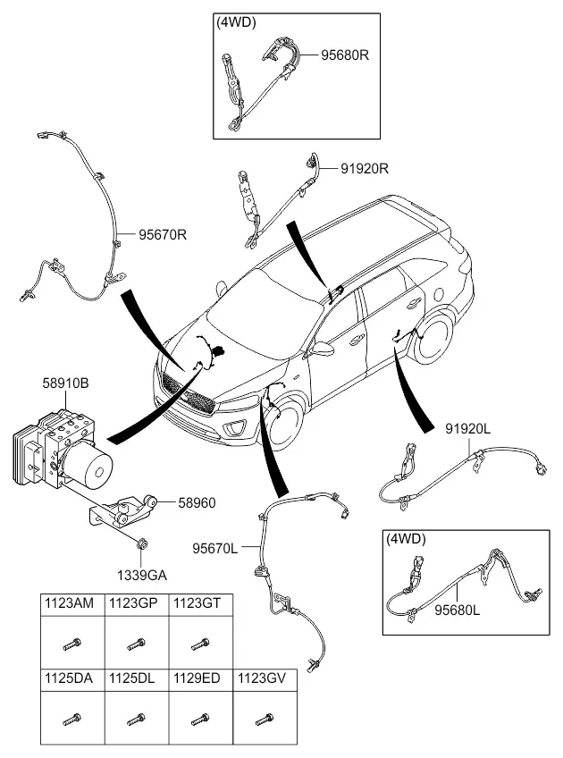 ABS hydraulic unit diagram