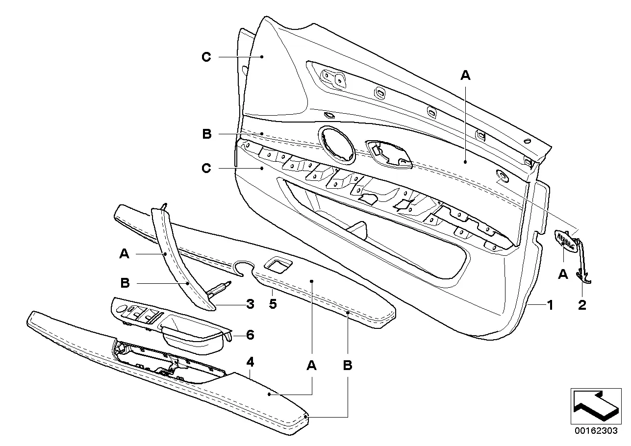 Front door trim panel diagram