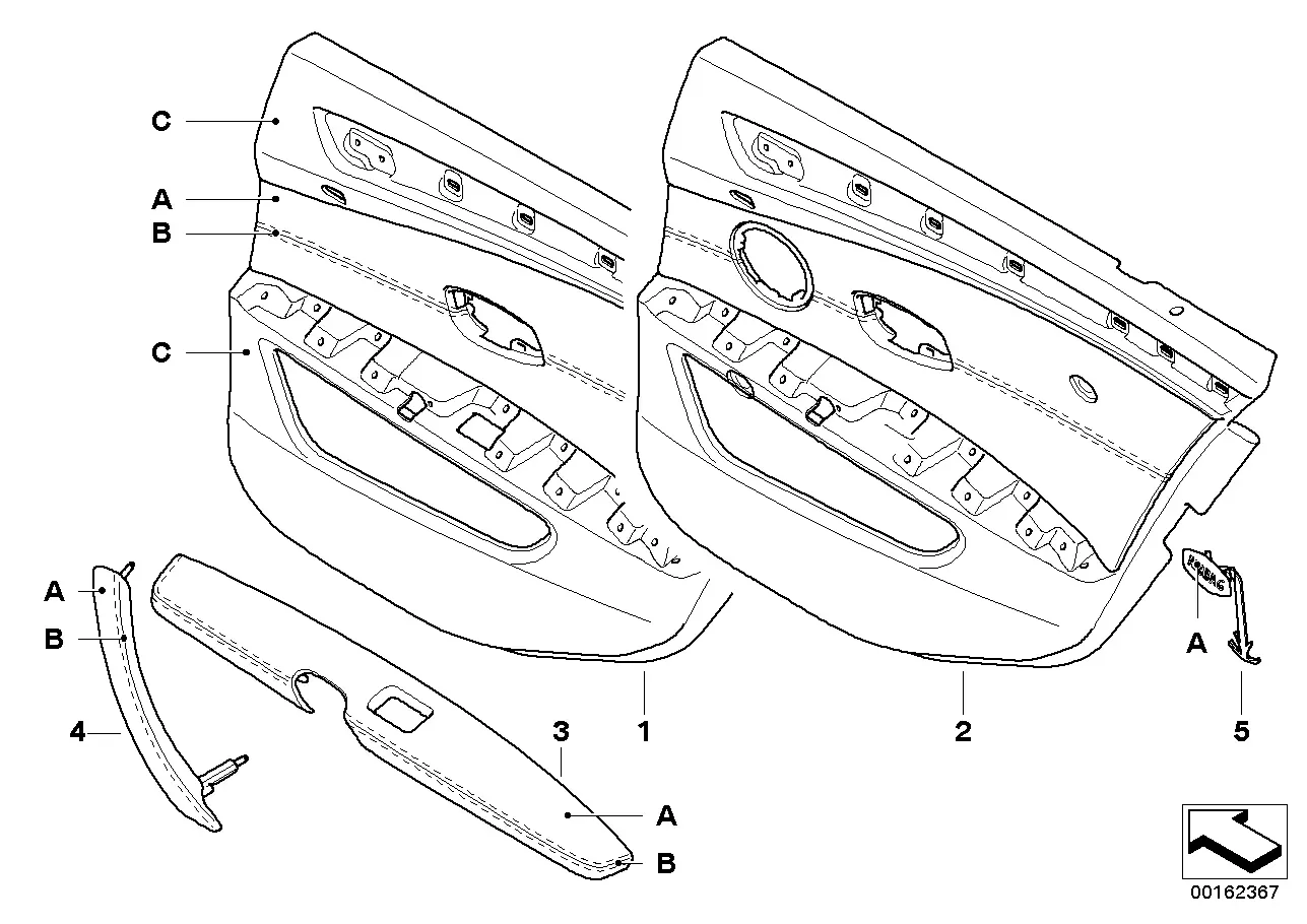 Rear door trim diagram