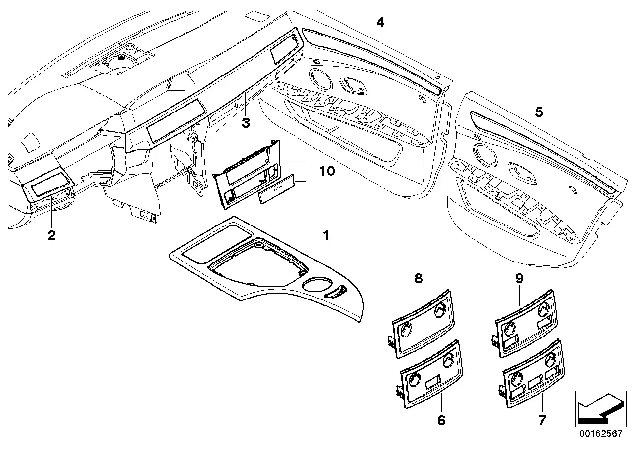 Interior trim set diagram