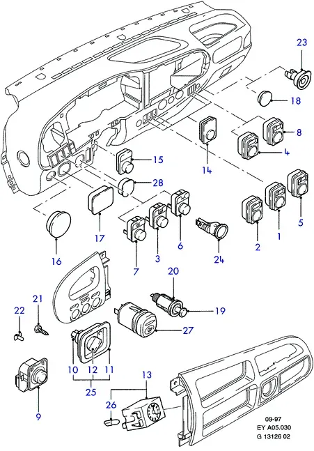 Instrument panel switches diagram