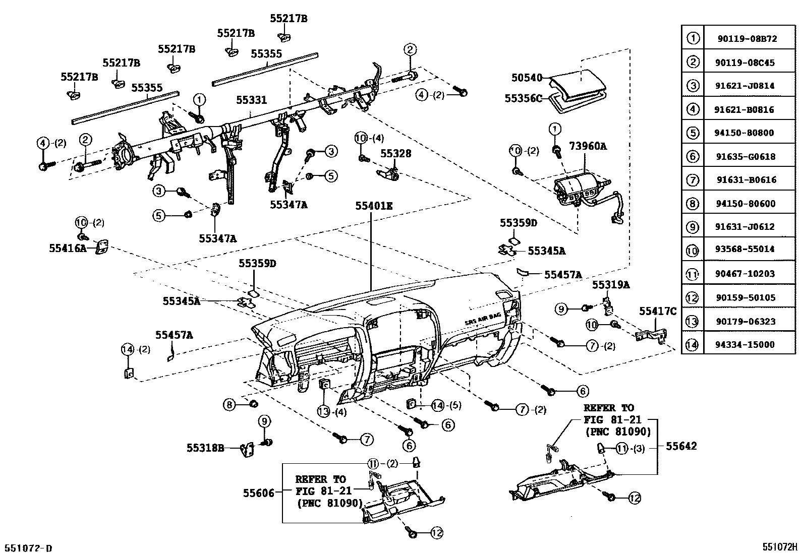 Instrument panel diagram