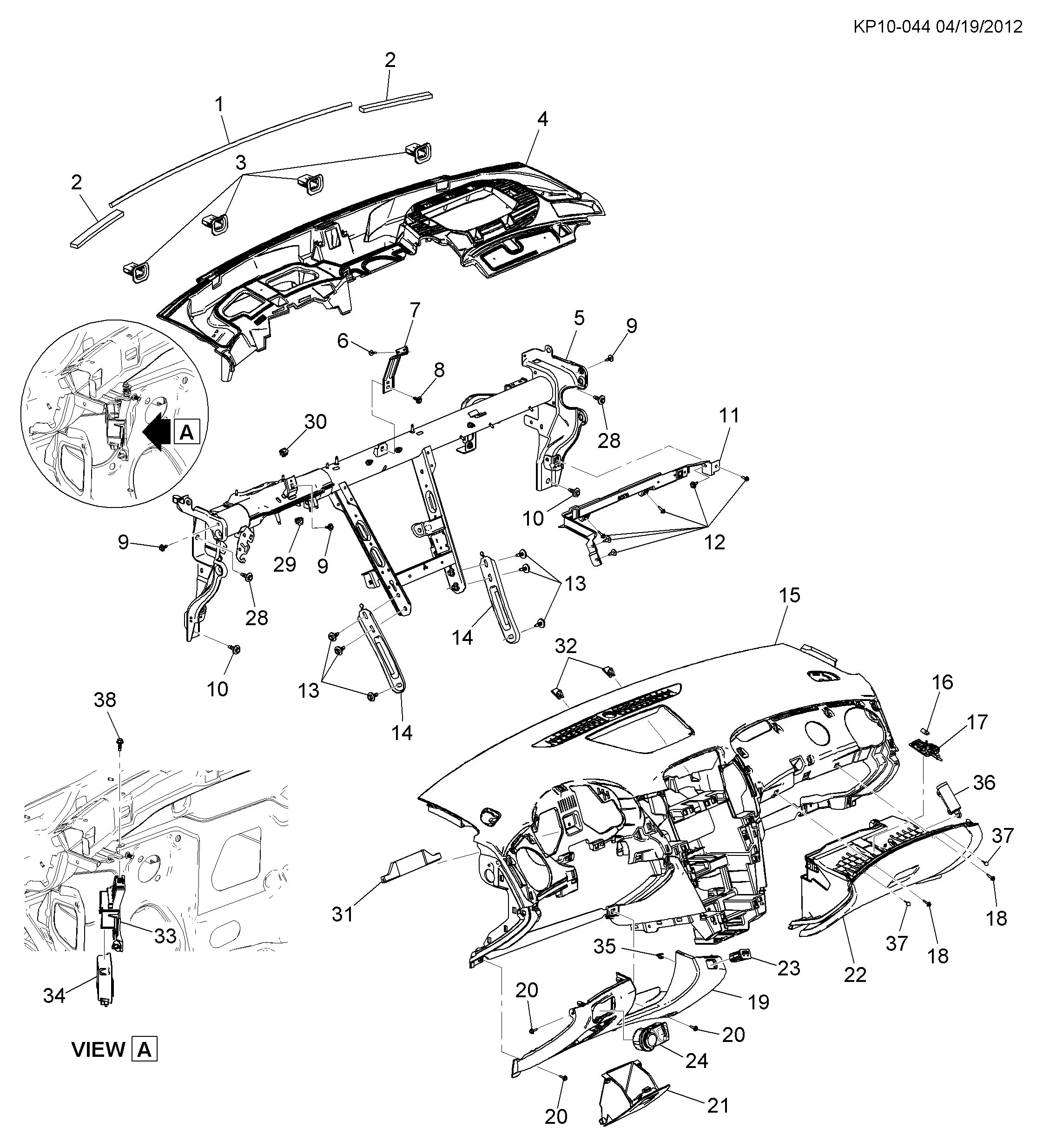 Instrument panel, part 1 diagram