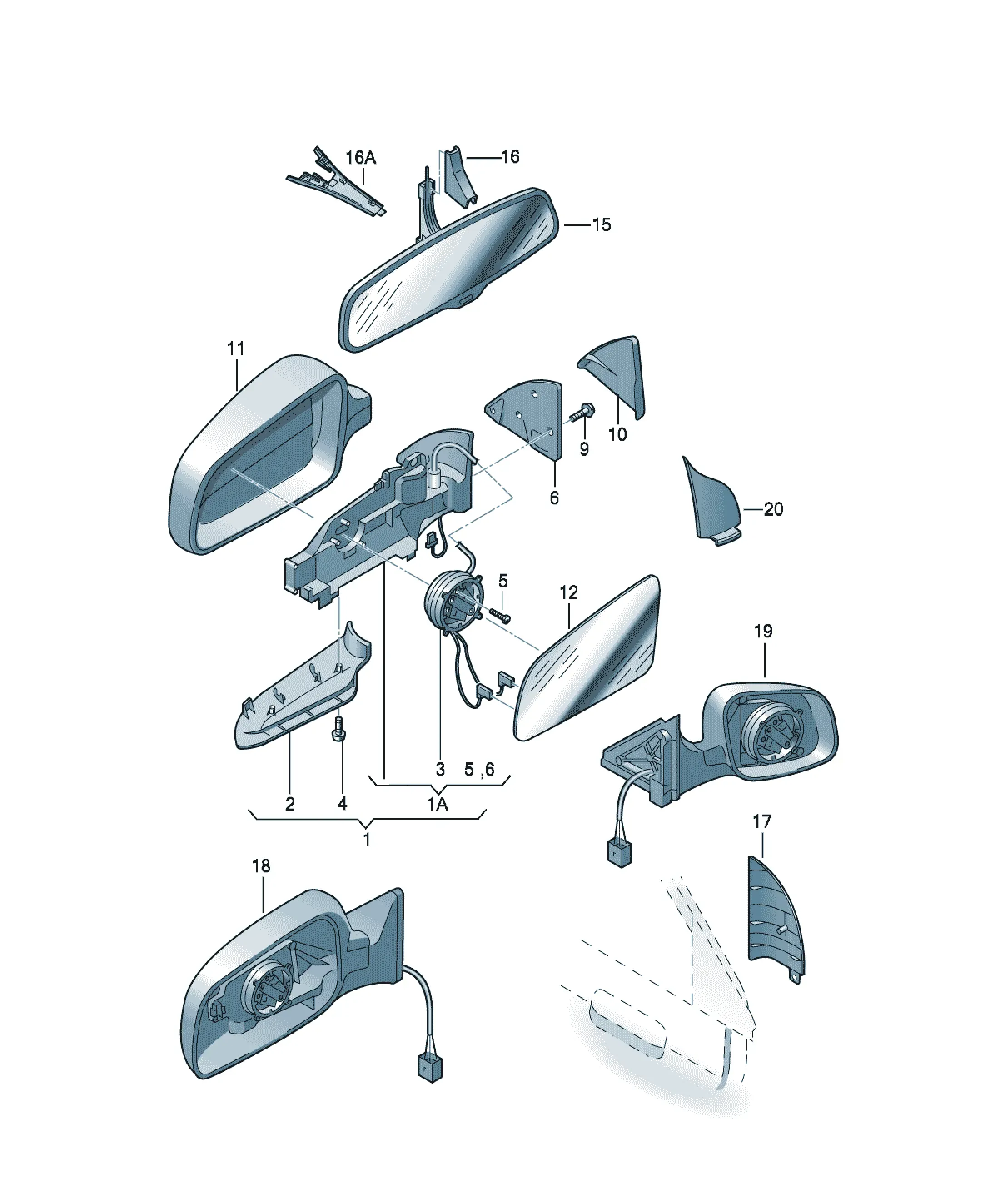 Rear view mirror diagram