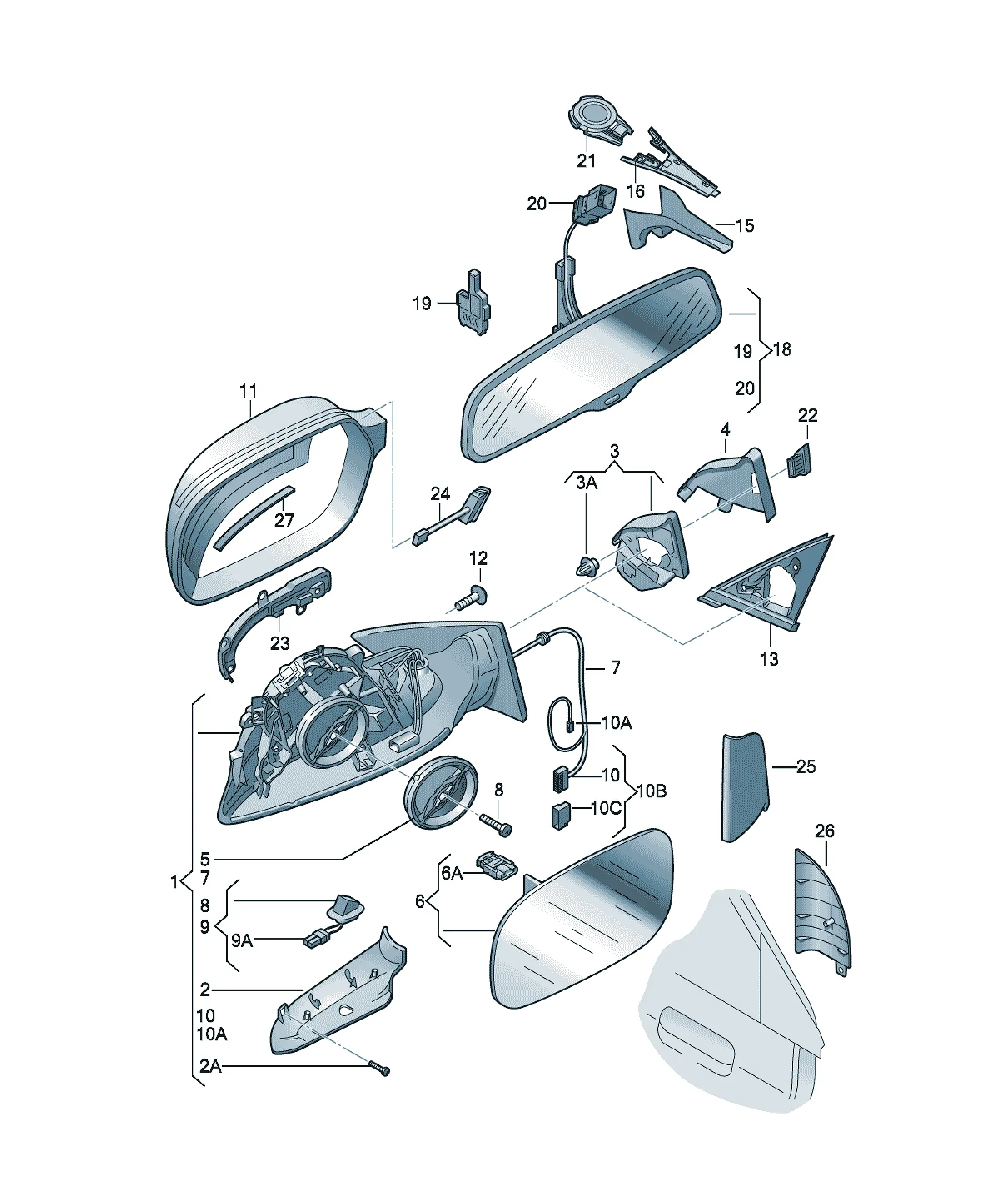 Rear view mirrors diagram