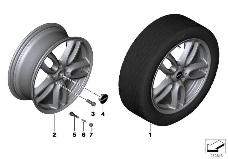 Light alloy wheel diagram