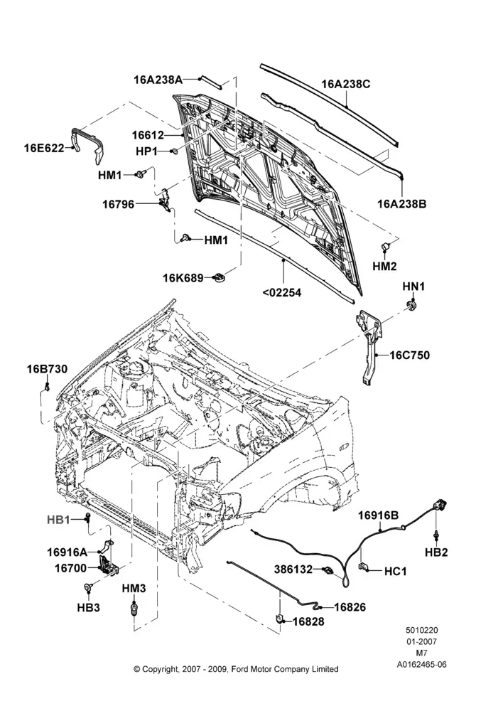 Hood and Related Parts diagram