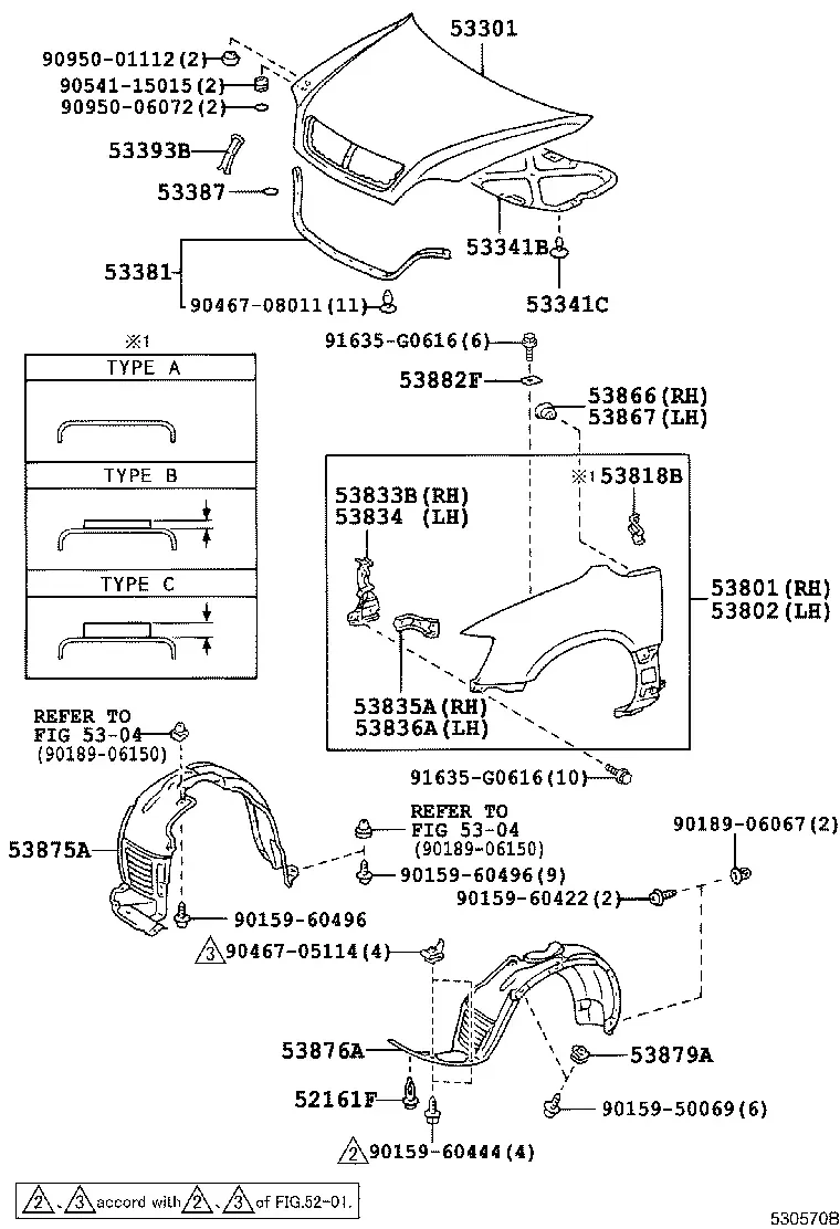 Hood and Front Fenders diagram
