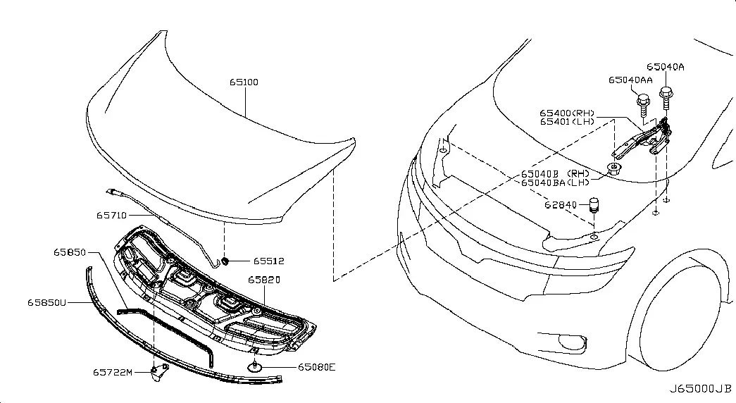 Hood, Hinges and Hardware diagram