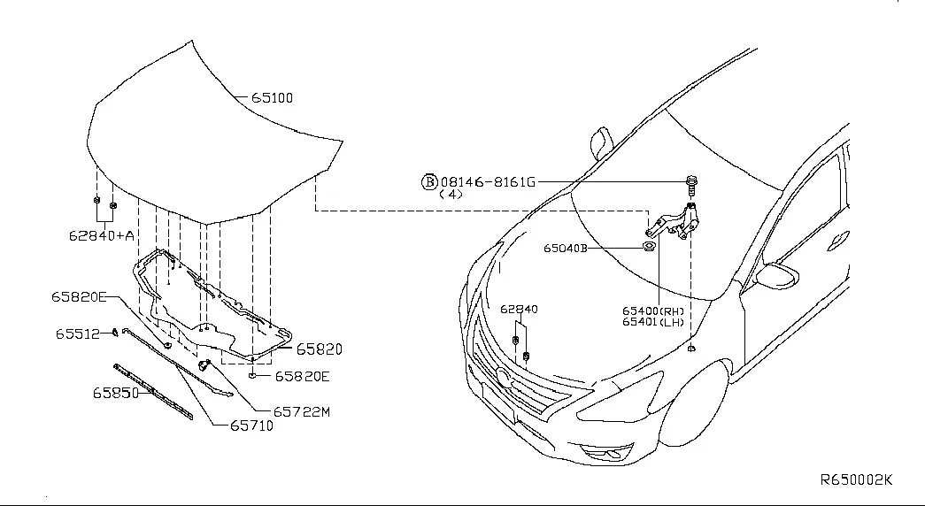 Hood, Hinges and Hardware diagram