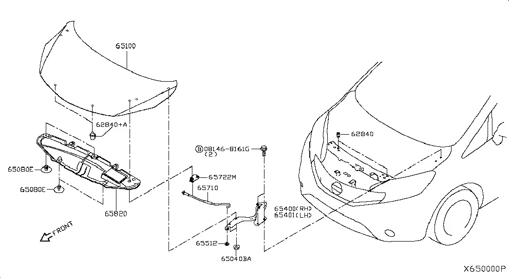 Hood, Hinges and Hardware diagram