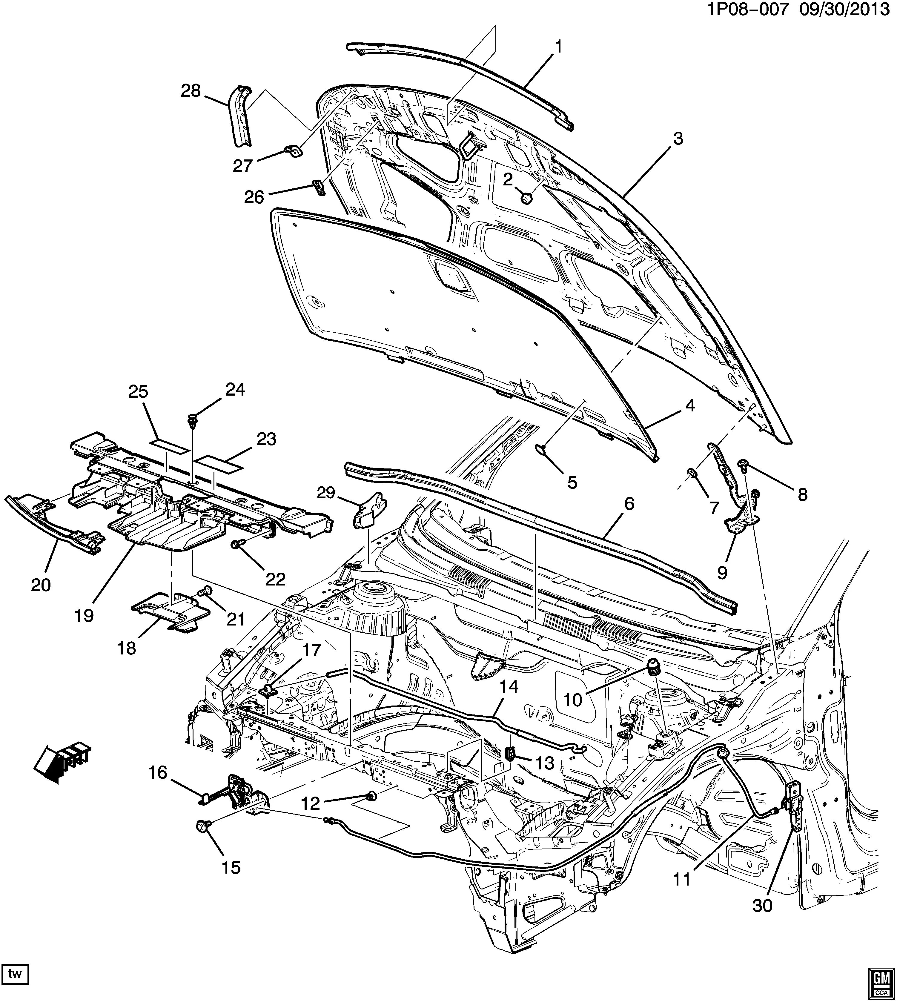Hood with Hinges and Latch diagram