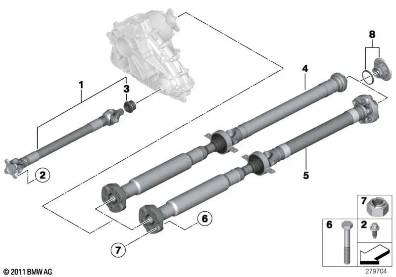 Карданный вал и закладная гайка (полный привод) diagram