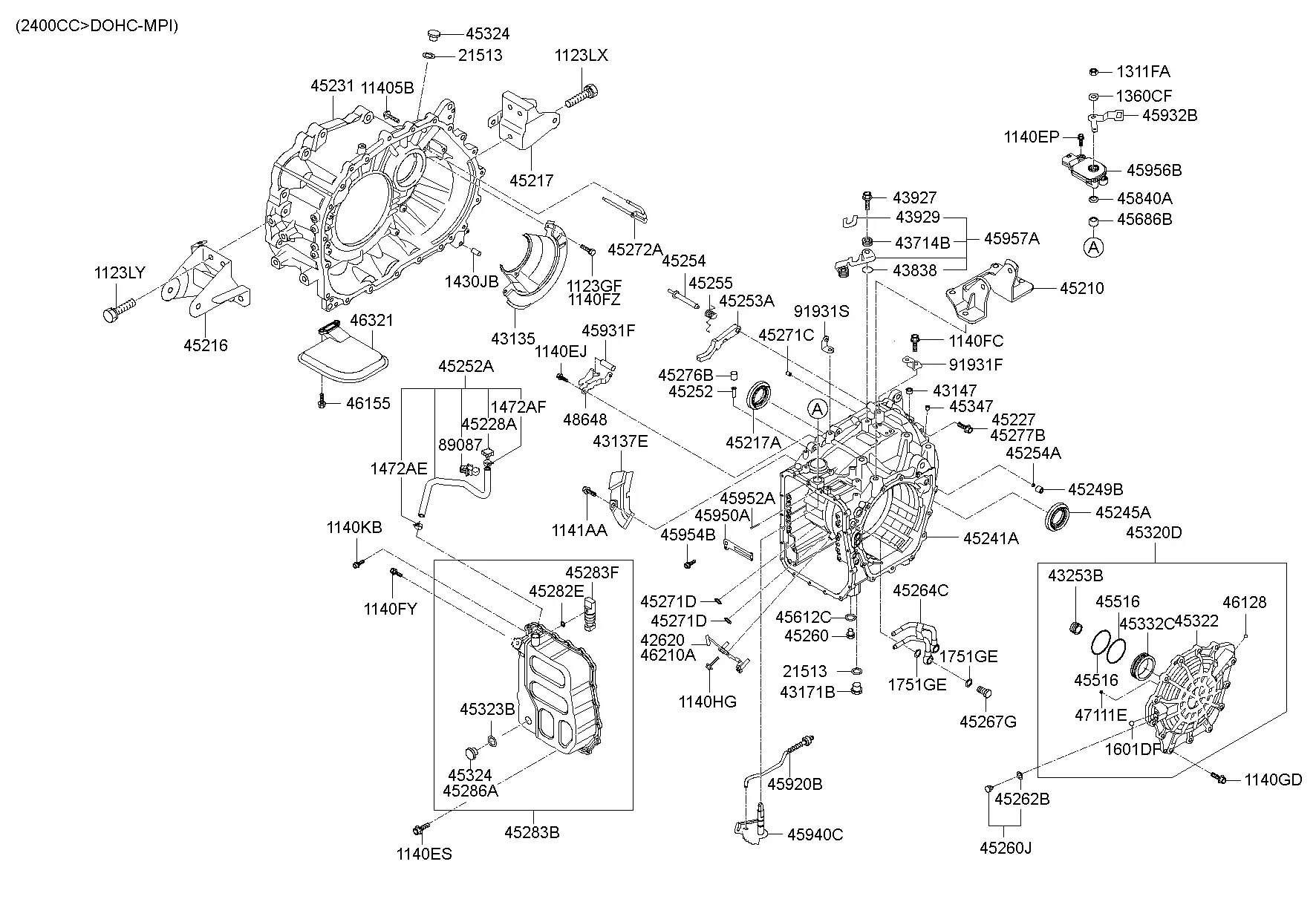 Automatic transmission case diagram
