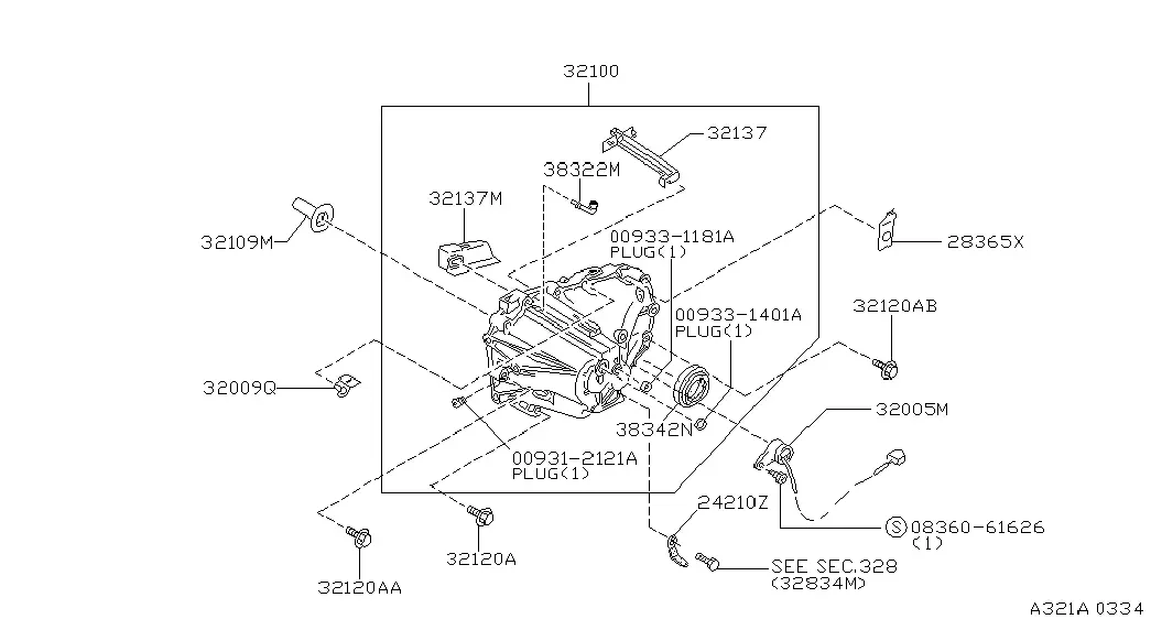 Gearbox Case and Clutch Release Mechanism diagram