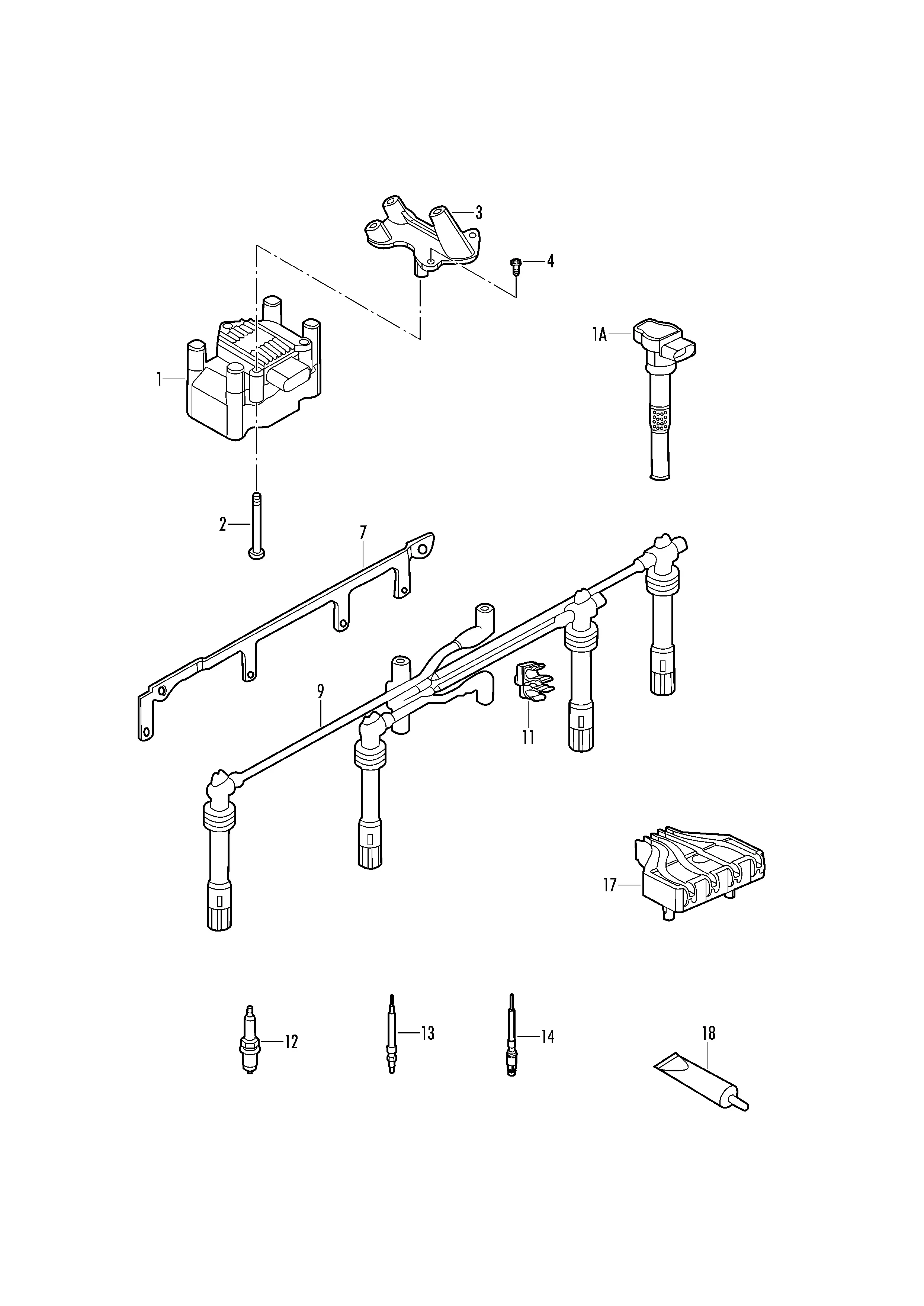 Ignition Coil and Spark Plug diagram